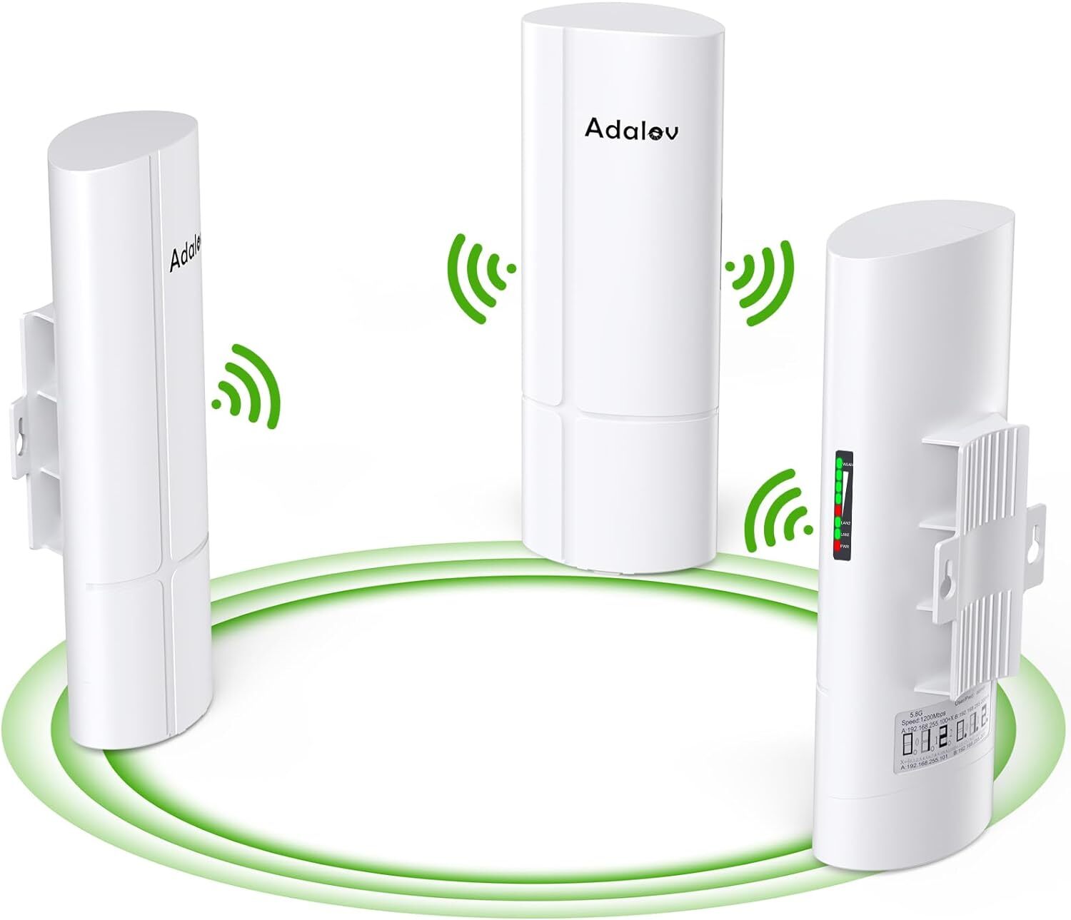 AdaLov 3PCS Gigabit Wireless Bridge Kit 5.8G 3Km 16dBi Outdoor WiFi CPE 1000Mbps