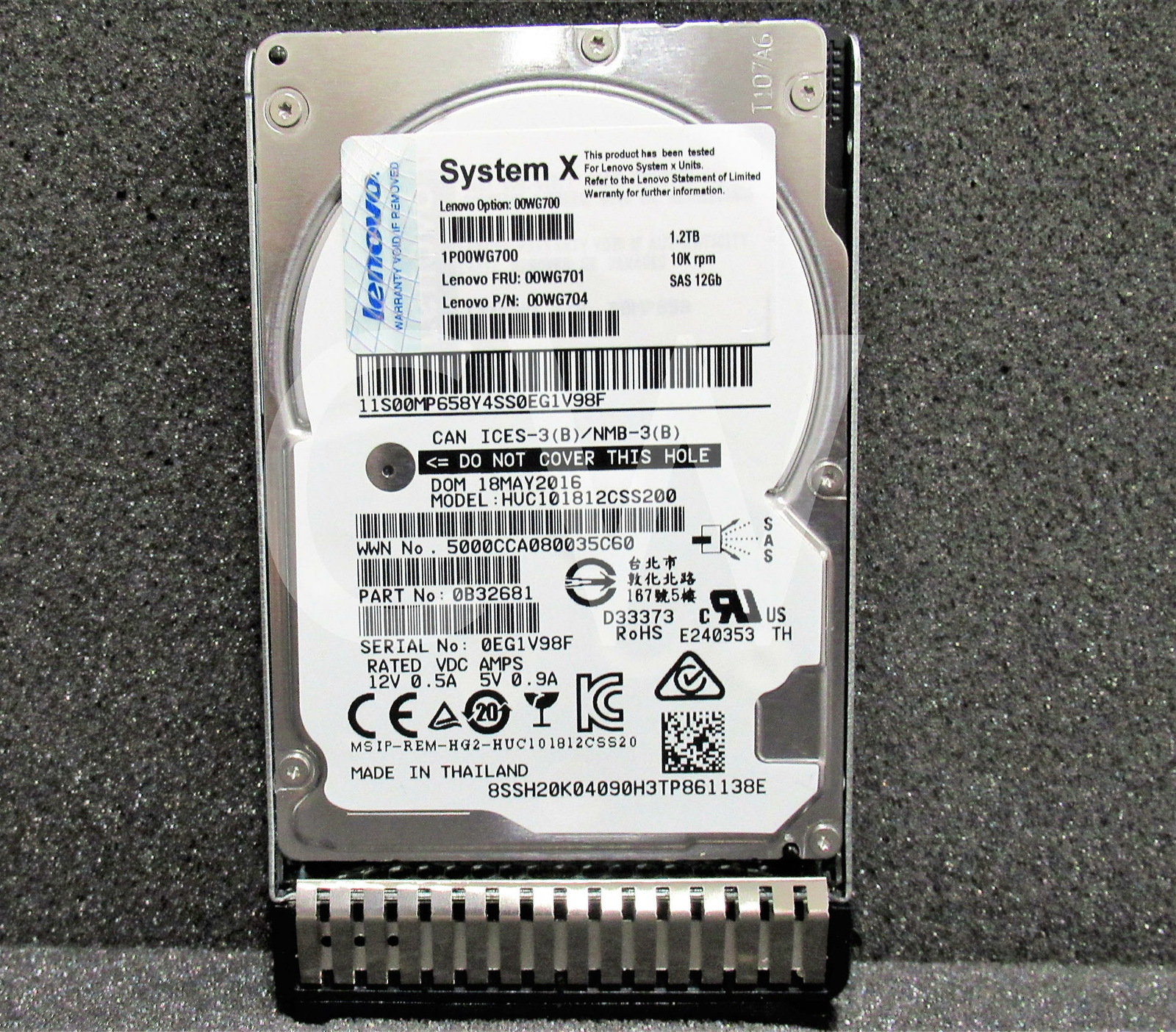 IBM 00WG700 00WG701 00WG704 1.2TB 10000RPM 12Gbps 2.5" SAS SERVER HDD Hard Drive