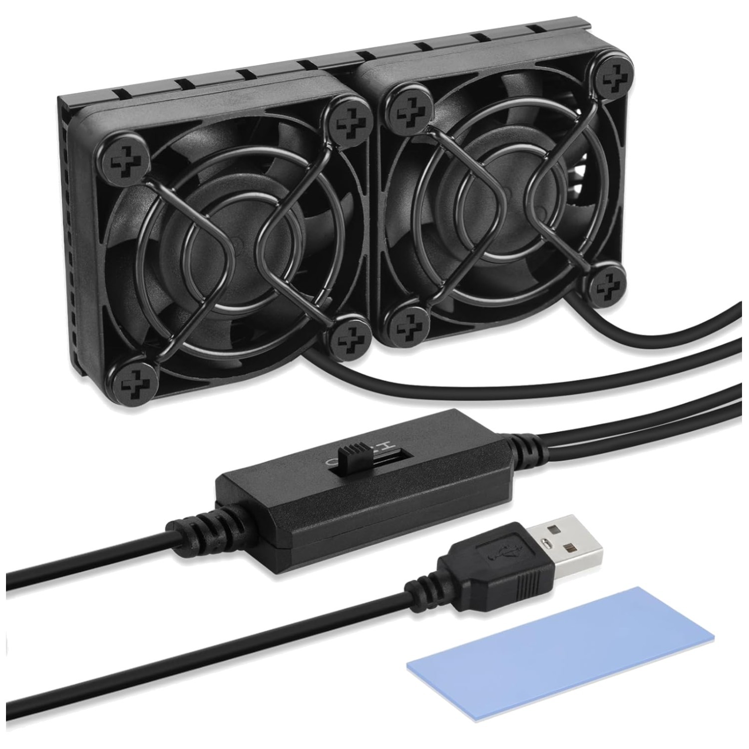 ELUTENG Computer Fan USB 40Mm Dual Row 2 in 1 USB PC Fans with 3 Adjustable Spee