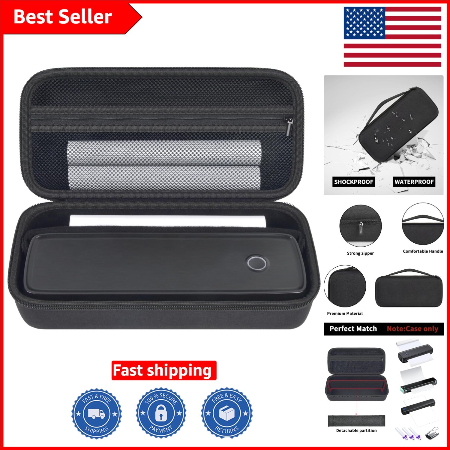 Elegant Portable Printer Case - Fits Aixiqee A80, Phomemo M08F - Travel Safe