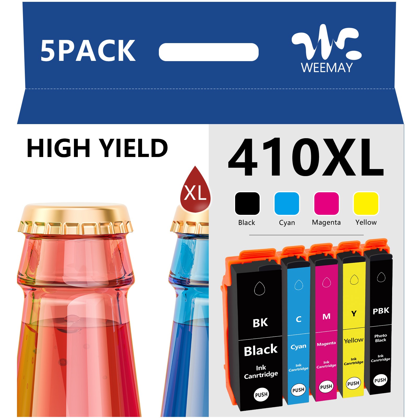 410xl T410xl Ink for Epson Expression XP-530 XP-630 XP-640 XP830 XP7100 5-Pack