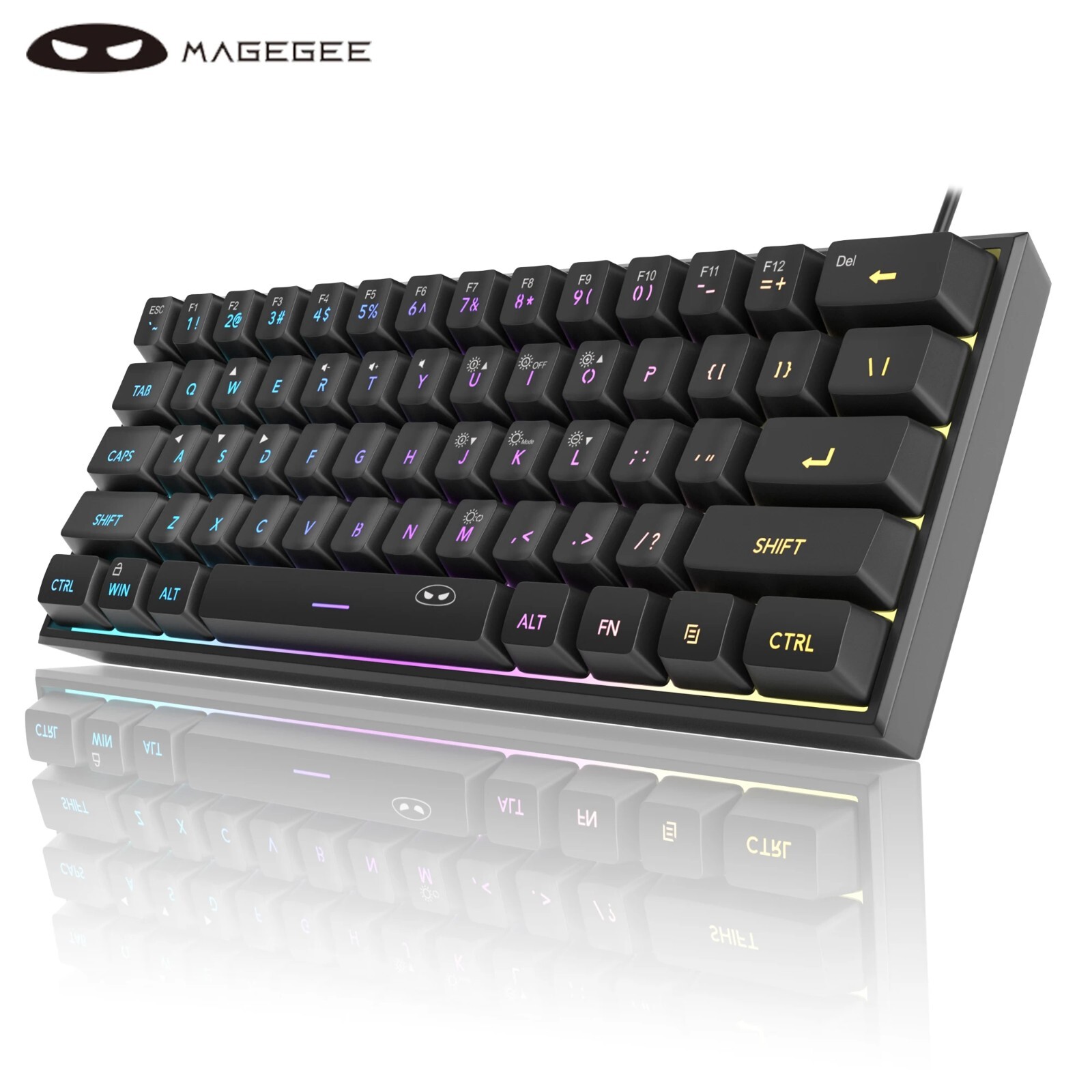 MageGee Mini 60% Gaming Keyboard, RGB Backlit 61 Key Ultra-Compact Keyboard, TS9