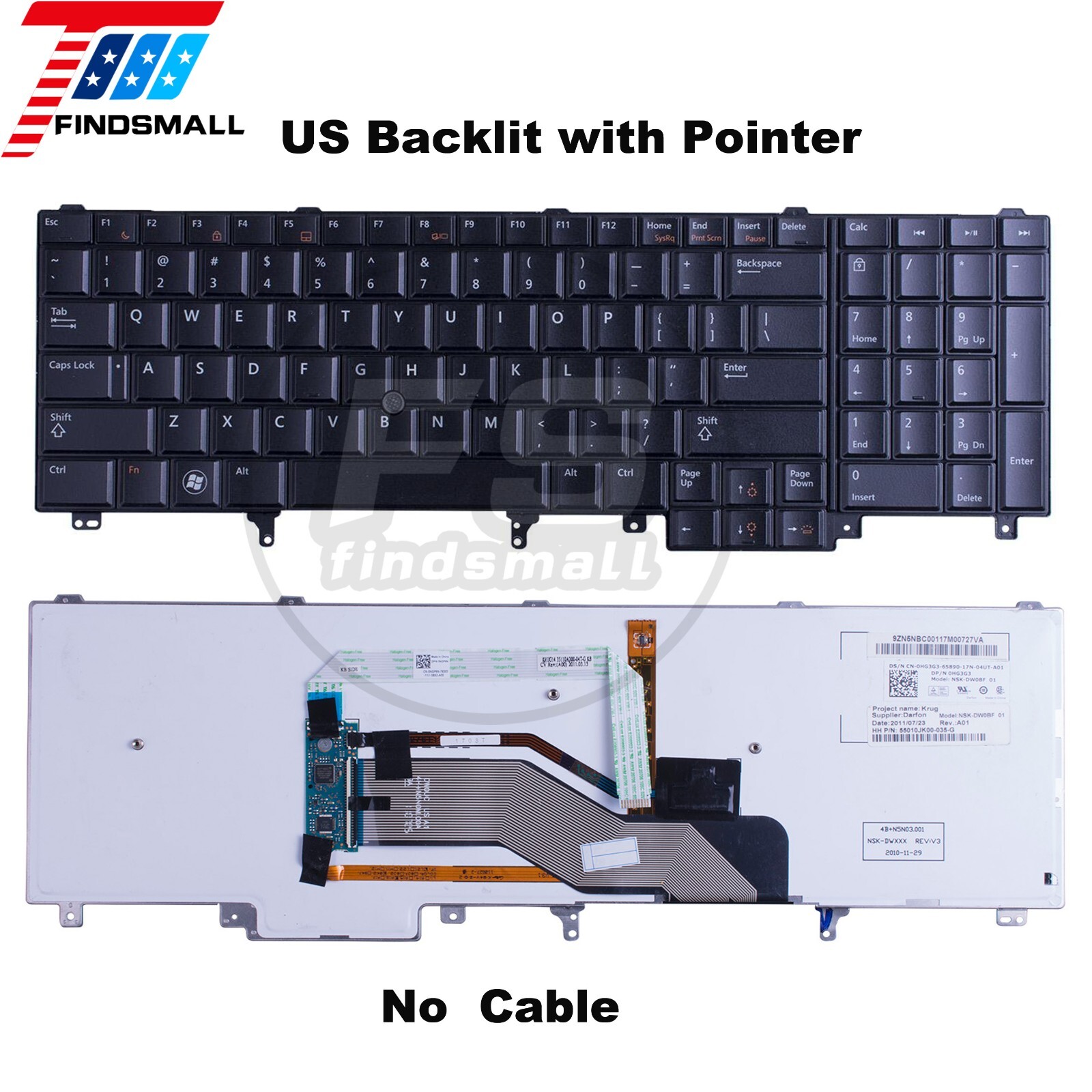 Genuine US Backlit Keyboard for Dell Latitude E6520 E6530 E6540 E5520 E5530 US