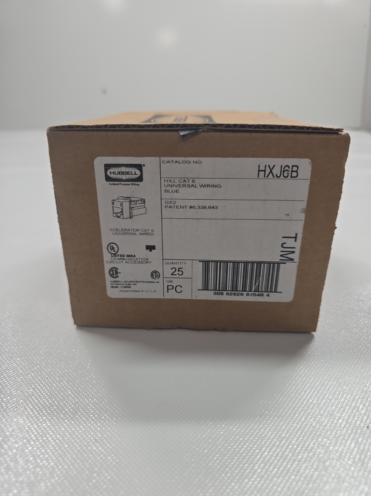 (A) Hubbell HXJ6B CAT6 UNIVERSAL WIRING BLUE 25 PACK