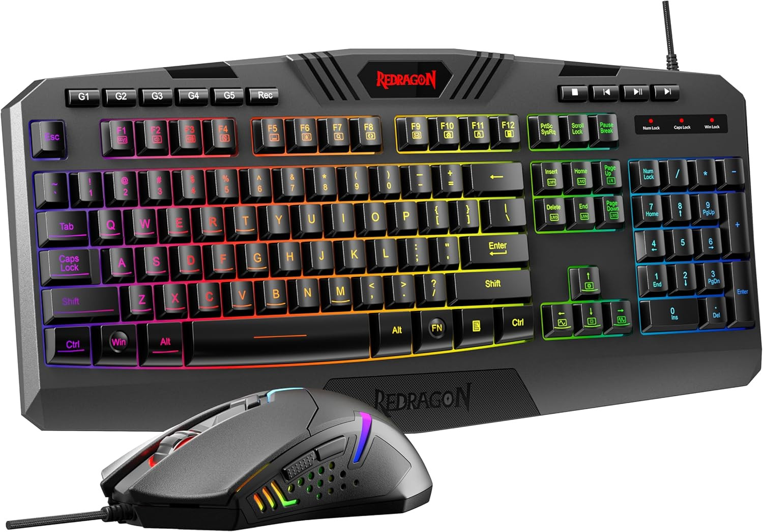 Redragon S101-3 PRO Gaming Keyboard and Mouse, RGB Backlit Programmable Keyboard