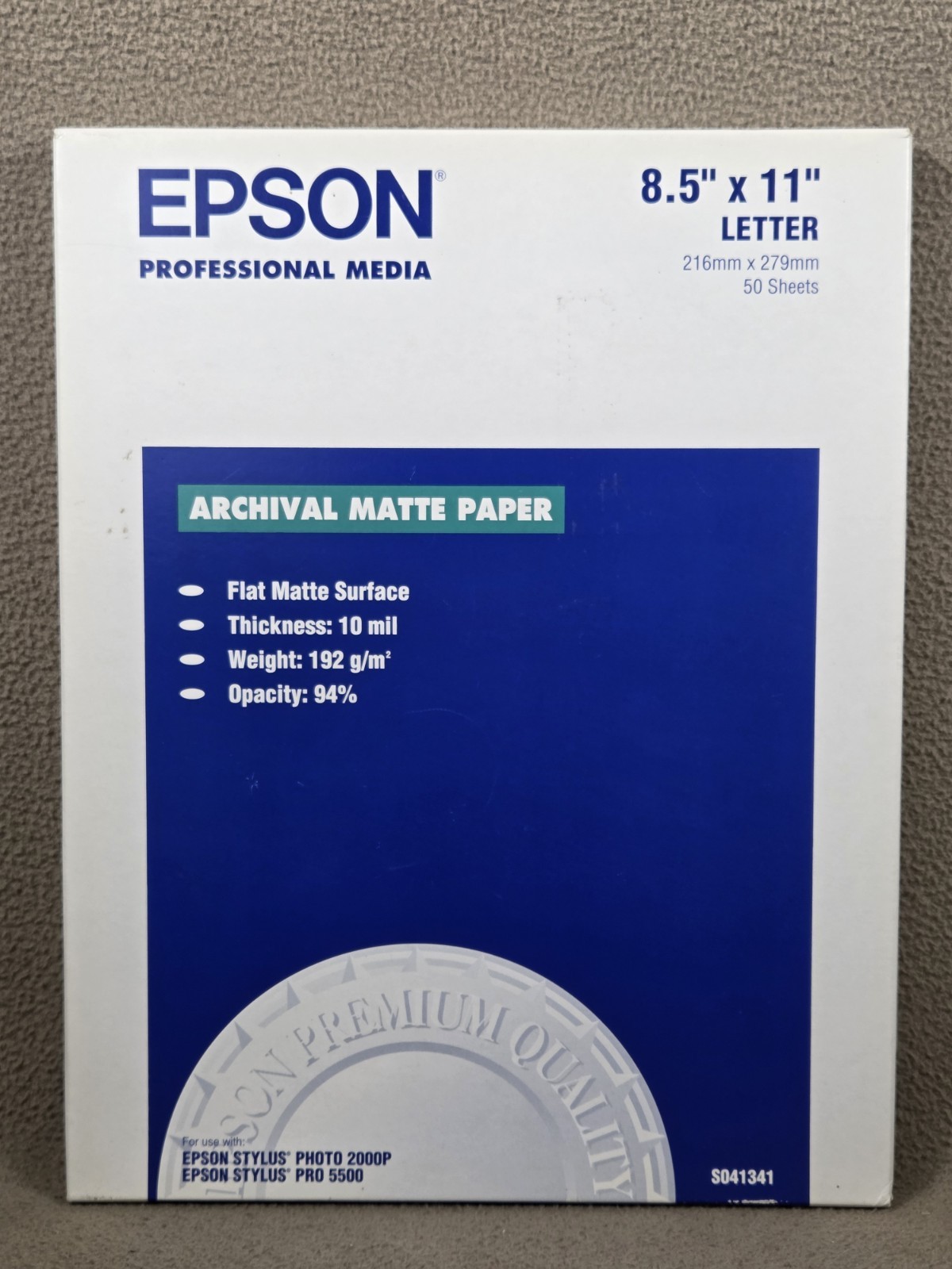 EPSON S041341 Enhanced Matte Paper (Archival Matte Paper) Professional 8.5 x 11