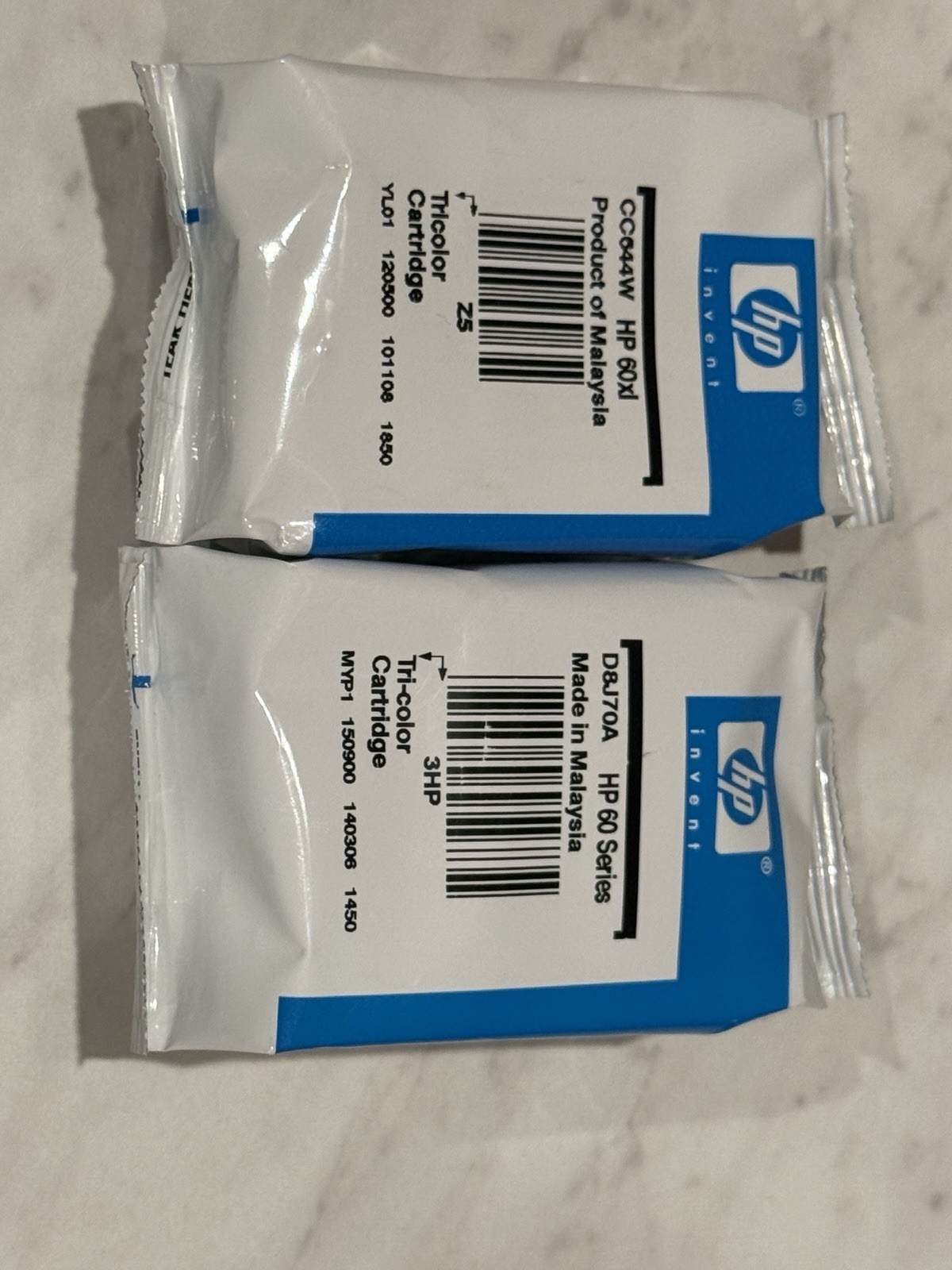 HP Printer Ink Cartridges 60 XL Tri Color And Regular Tri-color Lot Of 2 Sealed