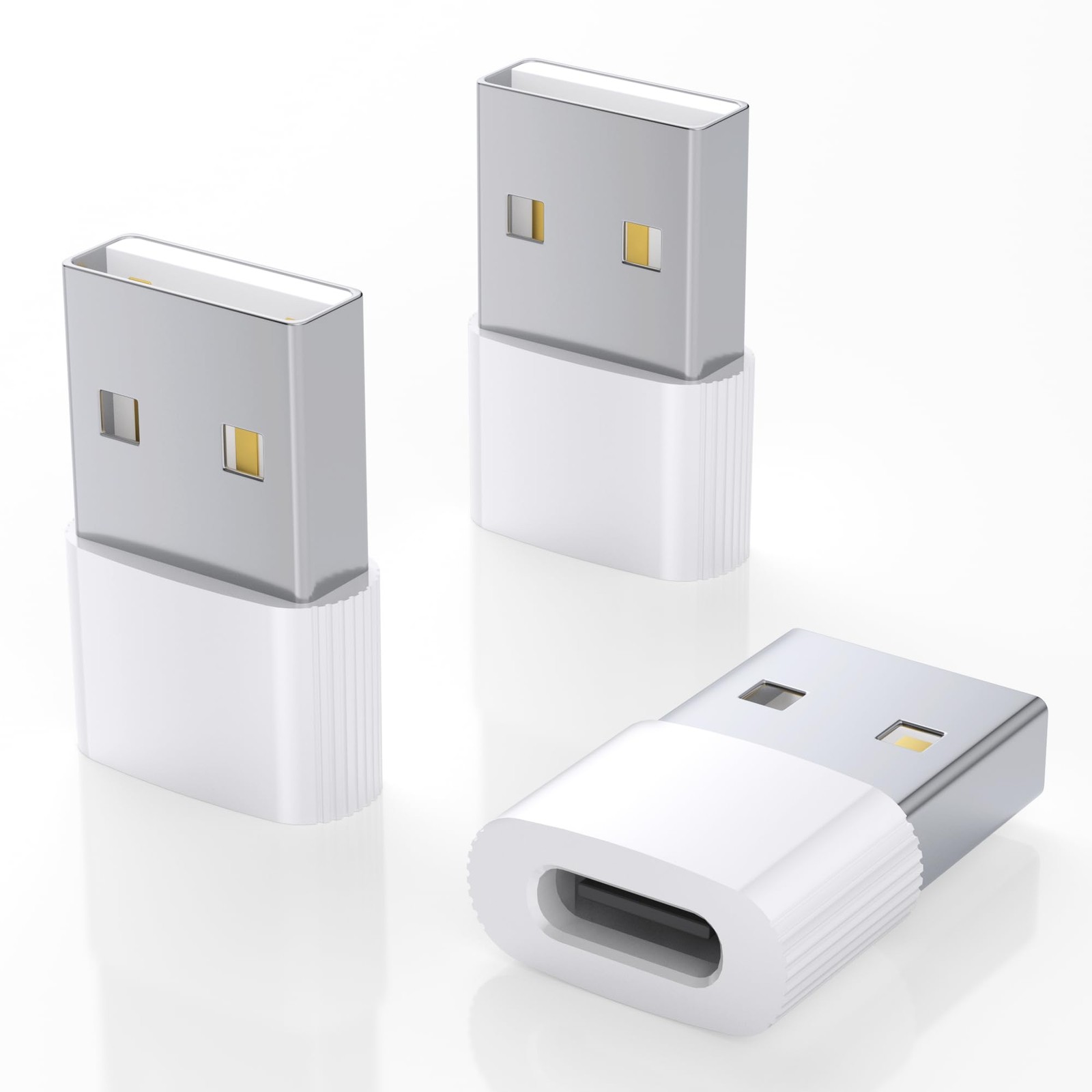 CyberPeak USB to C Adapter 3-Pack White, USBC Female Male White