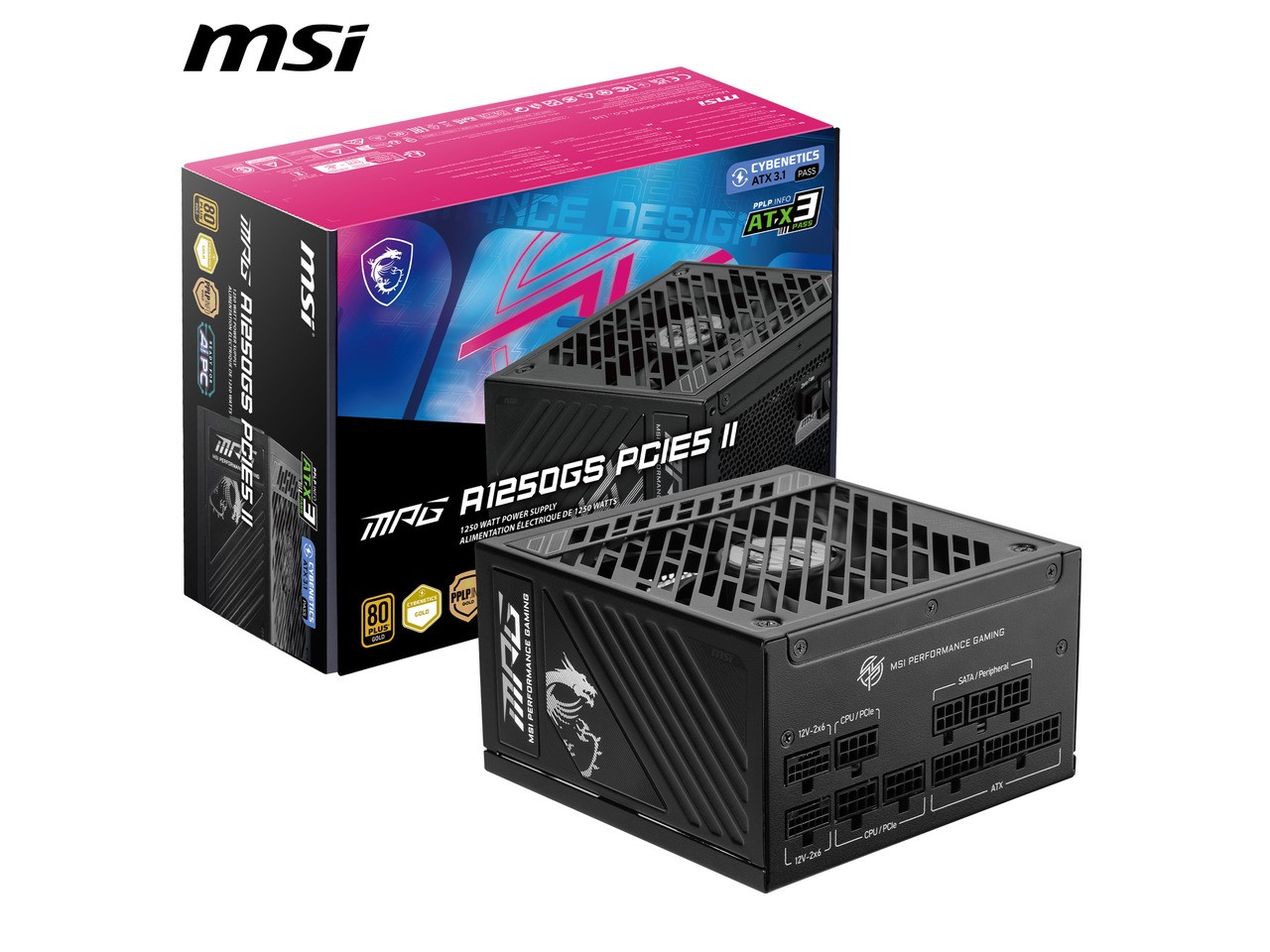 MSI MPG A1250GS PCIE5 II, Fully Modular Gaming 1250W Power Supply, 80+ Gold,