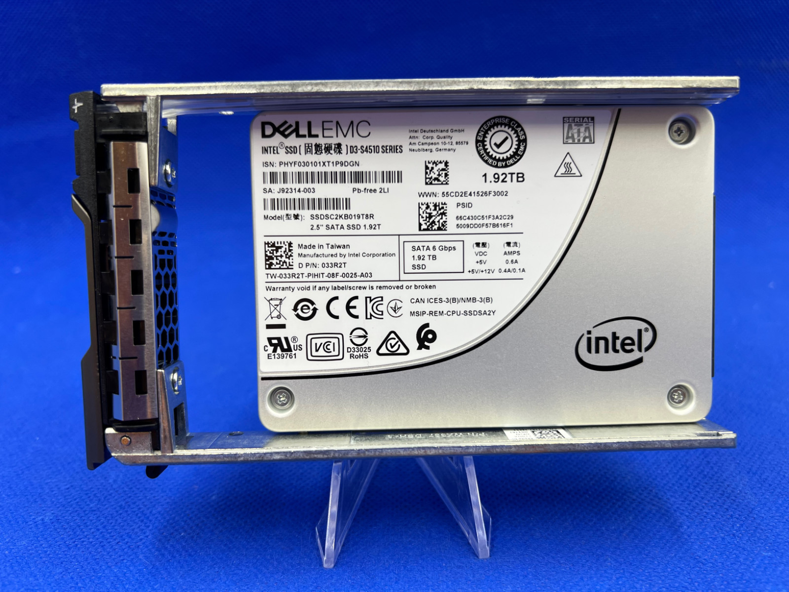 33R2T Dell EMC D3-S4510 1.92TB SATA 6Gb/s SSD New pull with low life write 033R2