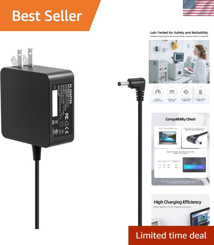 Compact 19V Wall-Mount Laptop Charger - Compatible with Multiple Gateway Models