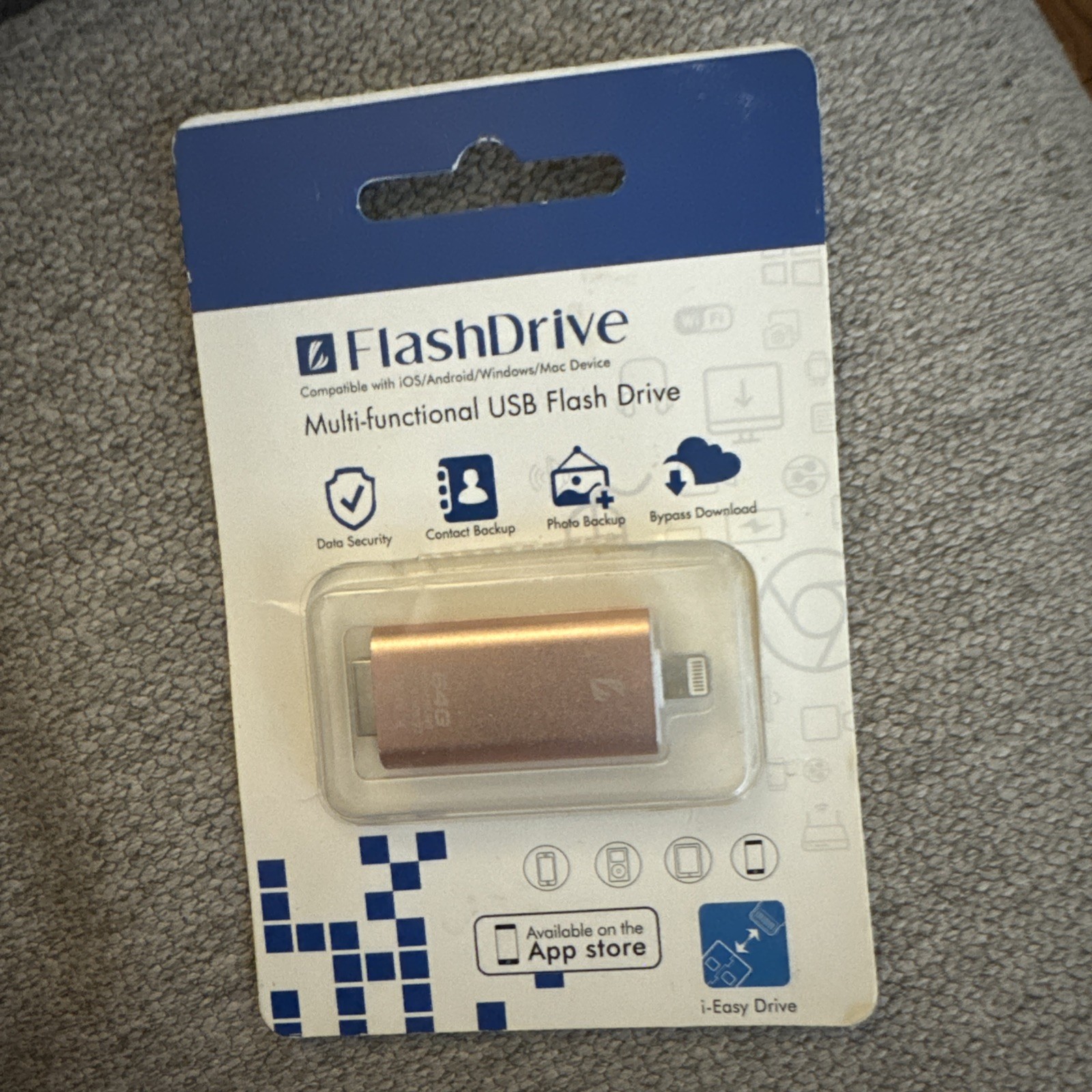 i-Easy Drive USB 3.0 Flash Drive for iPhone iPad Android PC Rose Gold 64G