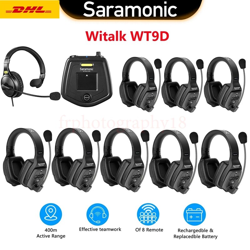 Saramonic Witalk WT9D Full Duplex Wireless Intercom Microphone for Film Stage 
