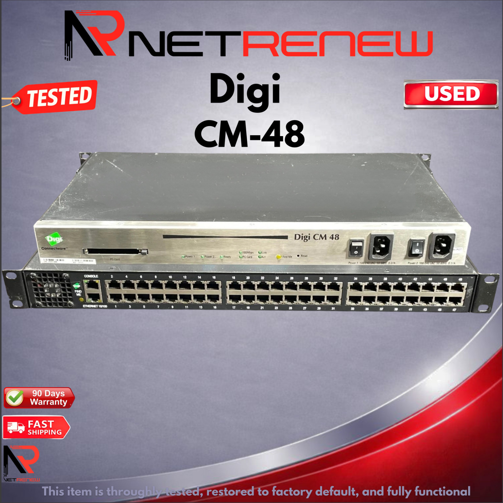Digi CM-48  * Dual Power * 48 Port Serial Console Remote  Server
