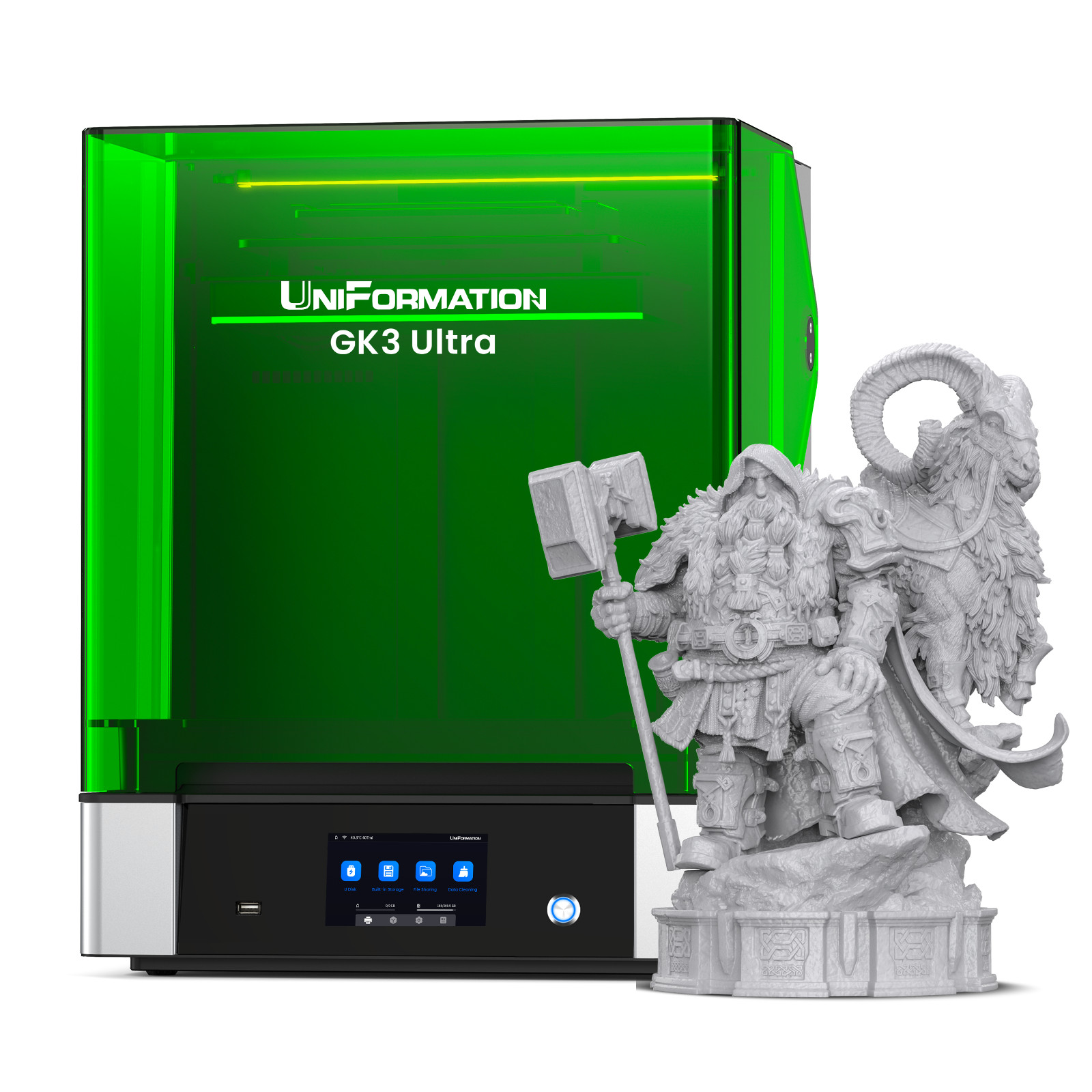 UniFormation GK3 Ultra 16K Large Resin 3D Printer, Build Volume 11.8x6.3x11.8in