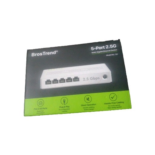 BrosTrend 5-Port 2.5G Muti-Gigabit Ethernet Switch Model No: S2 Plug&Play Silent
