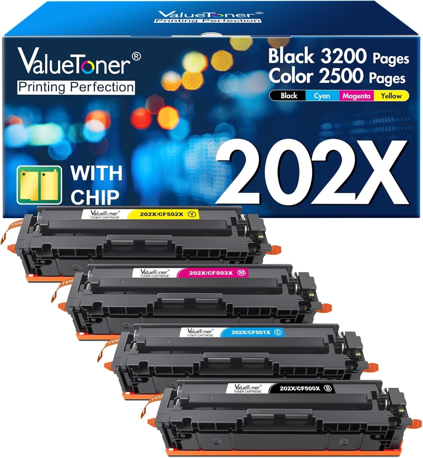 202X Toner Cartridges 4 Pack Compatible for HP 202X 202A Toner Cartridge Replace
