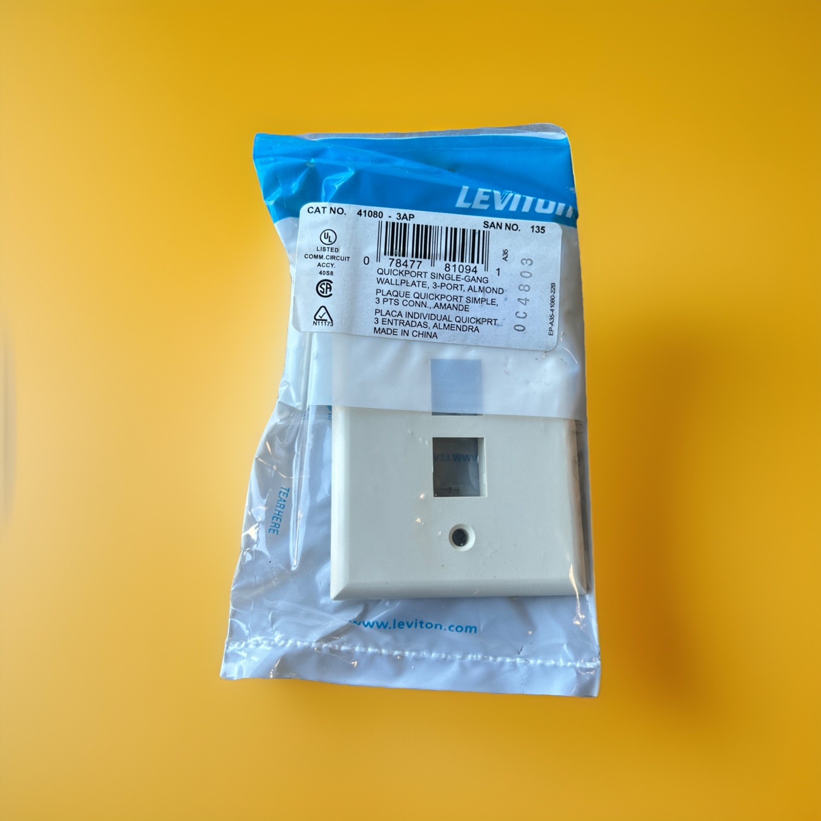 🔥(AN)***QTY 19*** Leviton 41080-3AP Almond 1-Gang ***FREE SHIPPING***