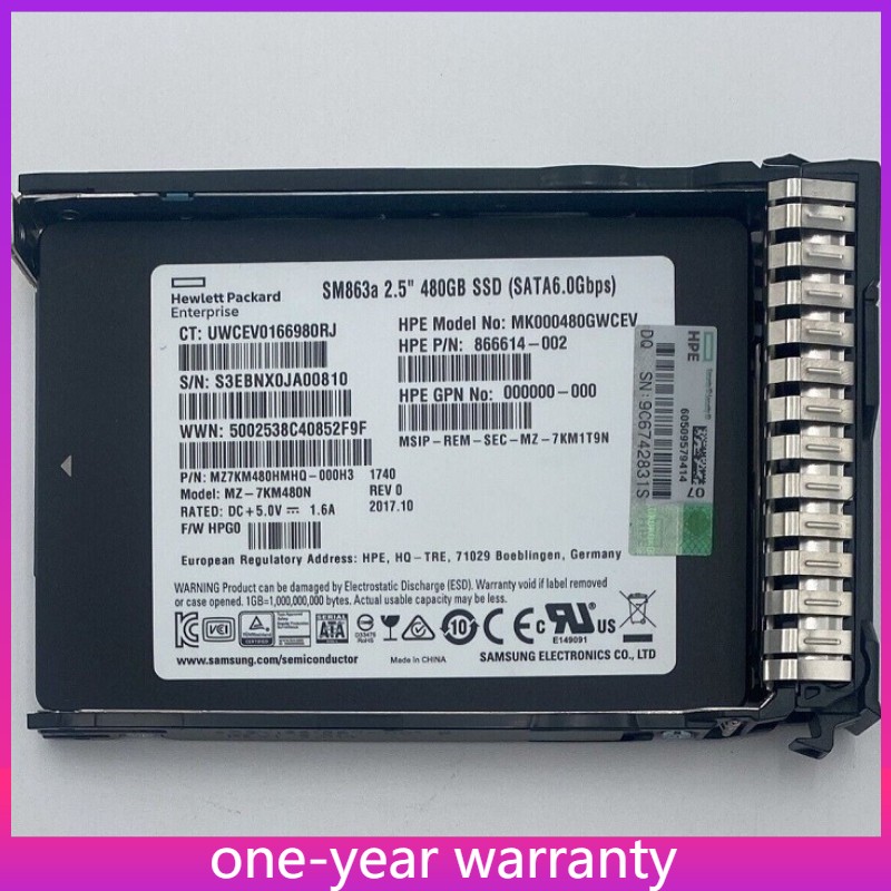 NEW HPE 2.5" 480GB SATA 6G GEN9 G10 Server SSD Replace P09712-B21 P09907-001