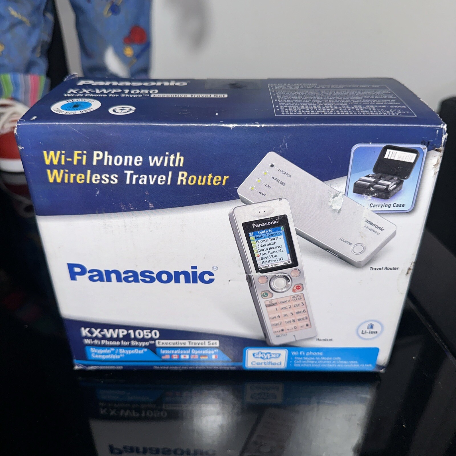 Panasonic Wi-Fi Phone With Travel Router & Case Skype International KX-WP1050