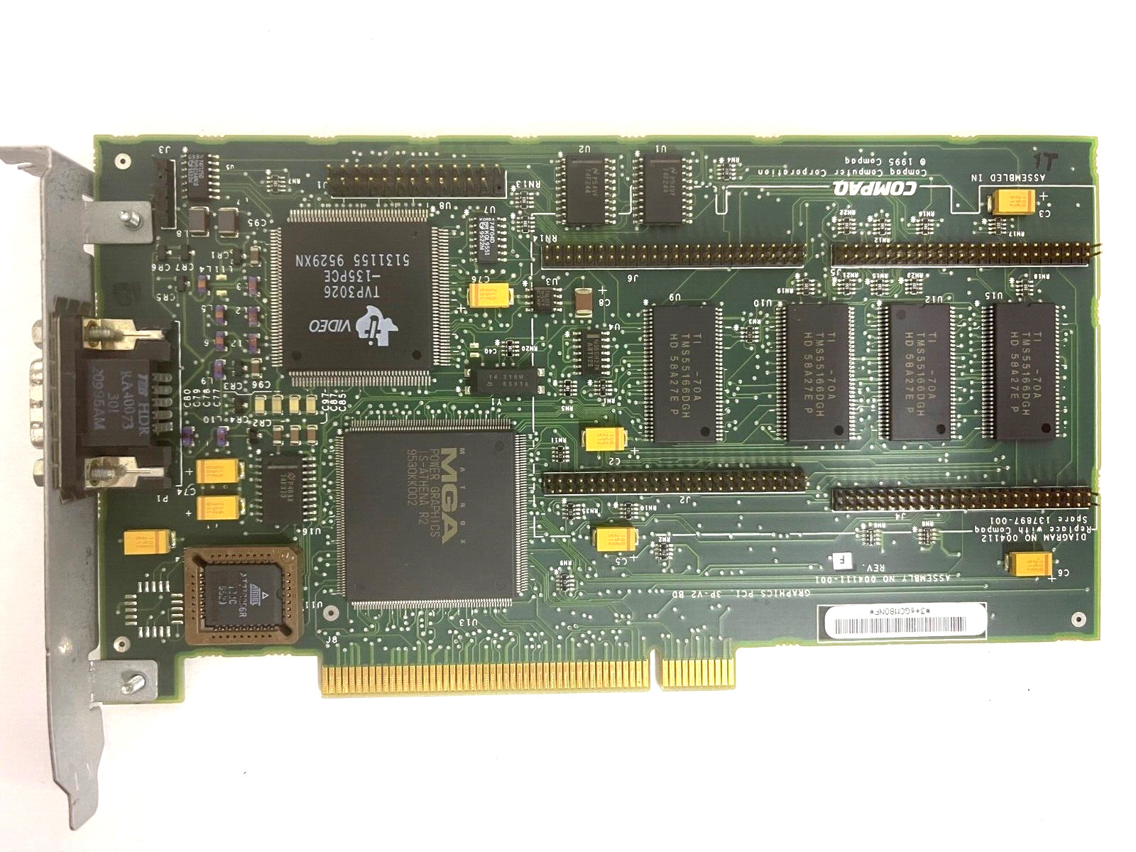 VINTAGE 1995 COMPAQ MATROX MGA 2 MEG PCI VGA ONLY CARD 137897-001 MXB94A-1