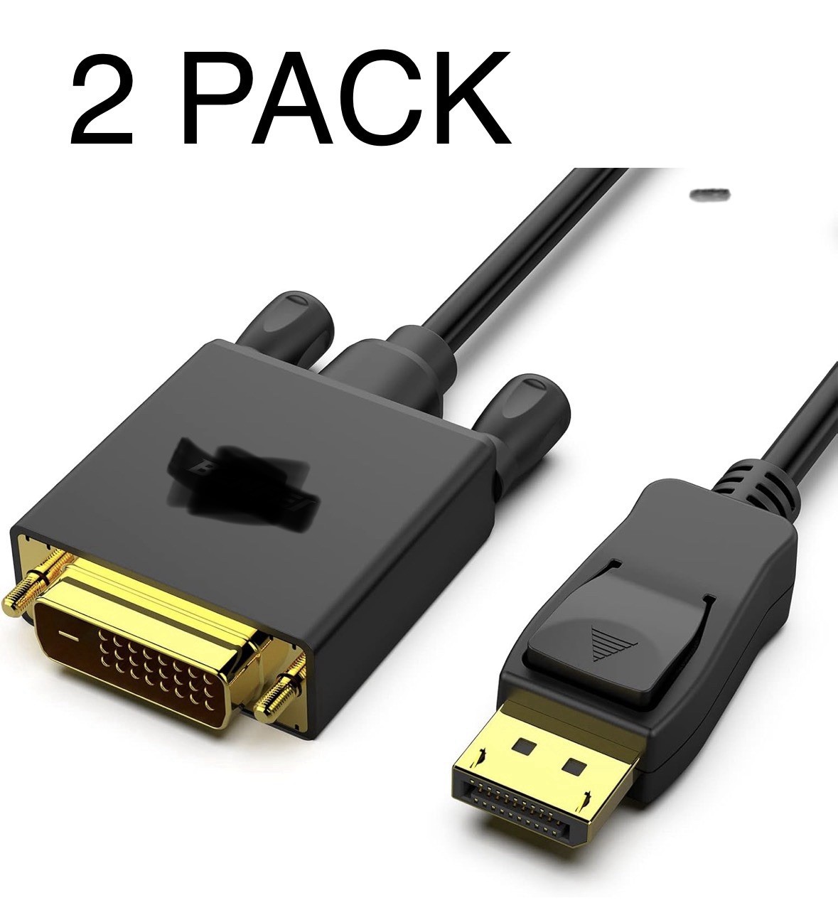 2 PACK 6' Display to DVI Digital Video Cable - Black