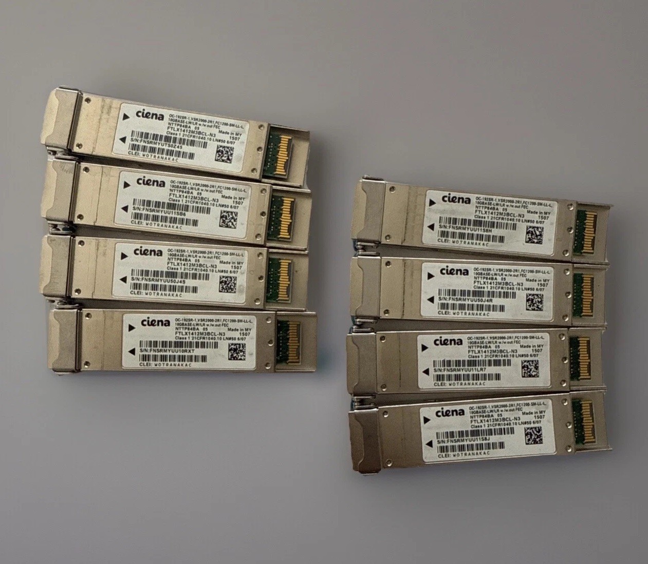 Lot of (4) Ciena QSFP OC-192SR-1 VSR2000-2R1 FC1200- 10GBase Transceiver Modules