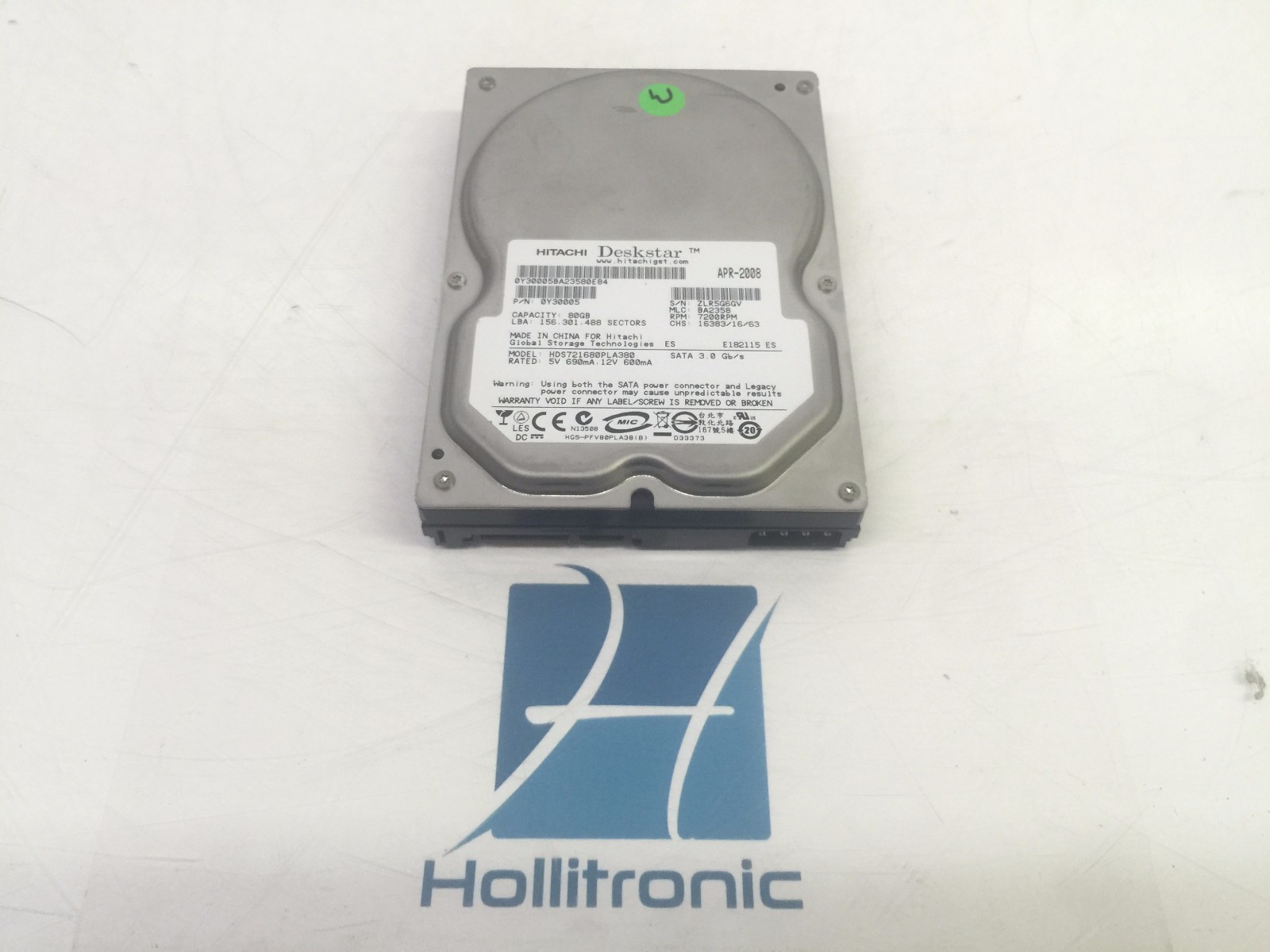 Hitachi HDS721680PLA380 80GB SATA 3.5" 7200RPM HDD 0Y30005 MLC: BA2358