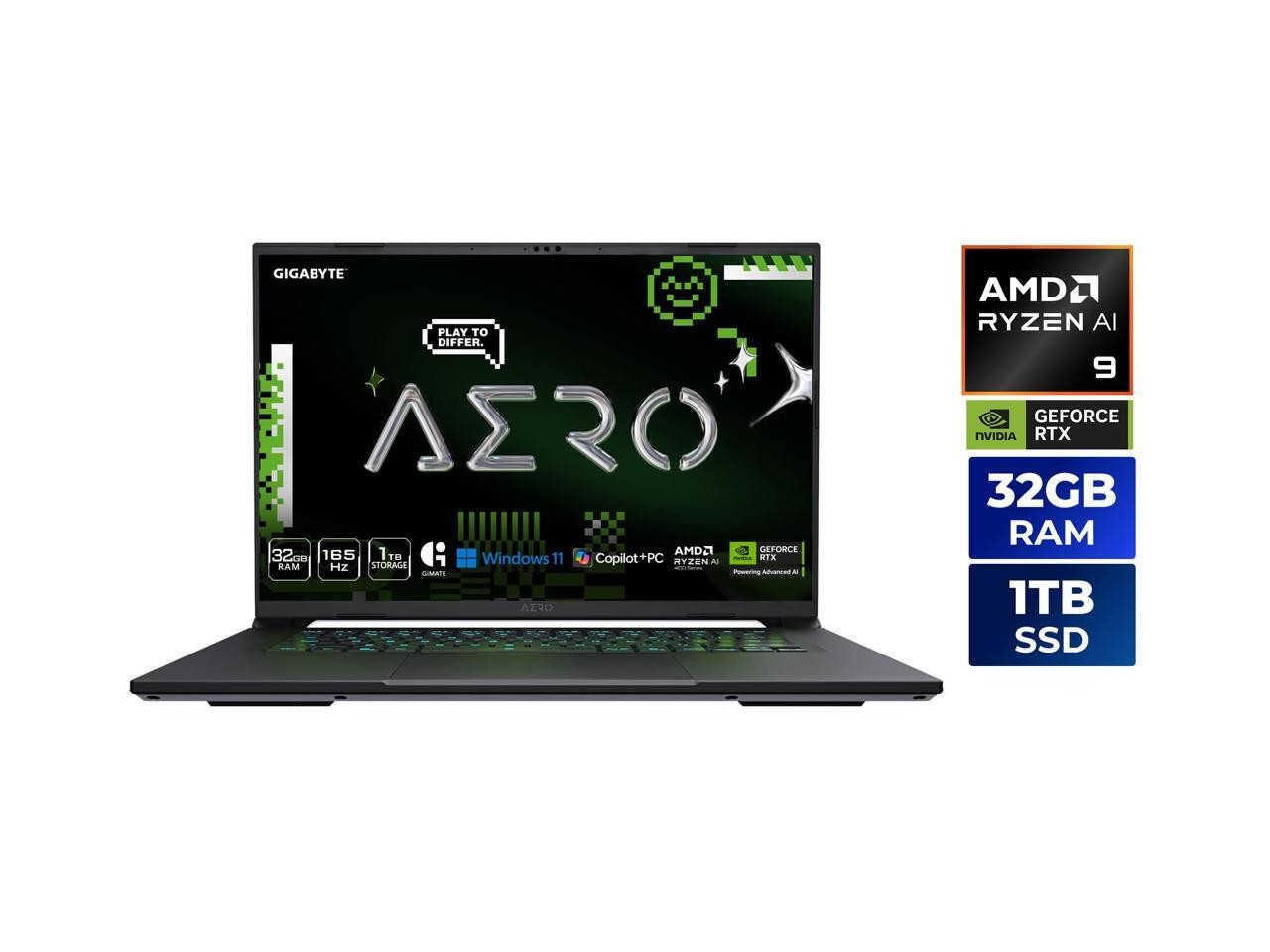 GIGABYTE - AERO X16 - Copilot+ PC - 16.0" WQXGA 165 Hz - AMD Ryzen Al 9 465 -