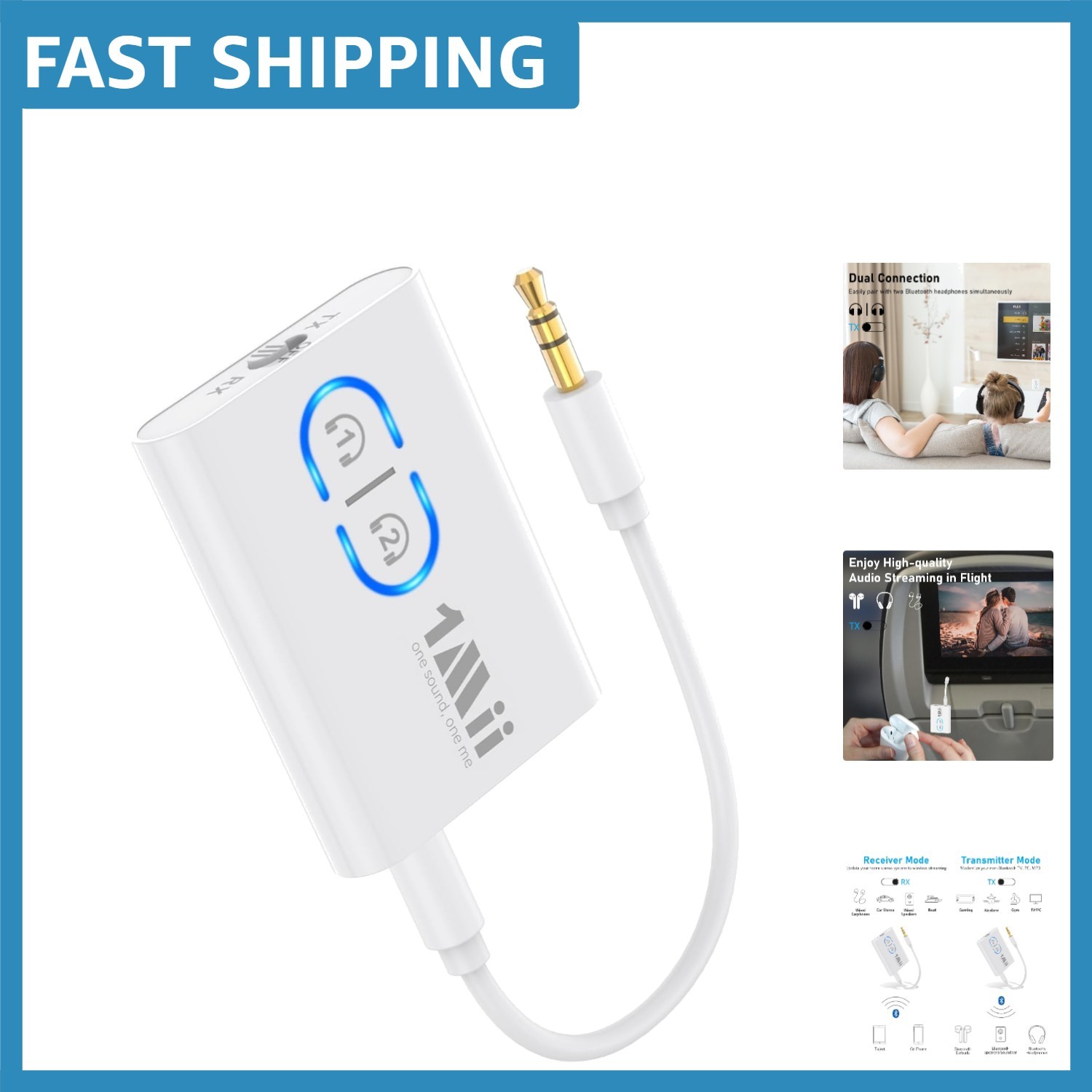 Versatile Bluetooth Transmitter Receiver with aptX HD Audio - Wireless Dual Link