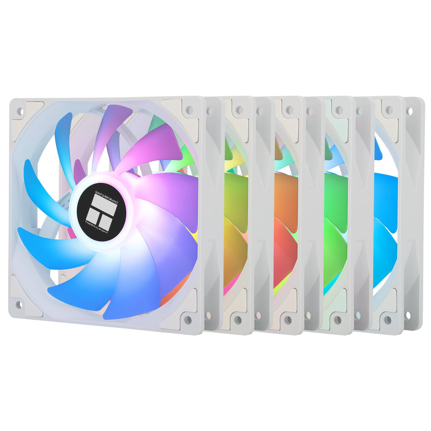5 Pack TL-C12CW-S CPU Fan 120Mm White ARGB Case Cooler Fan, 4Pin PWM Silent Comp