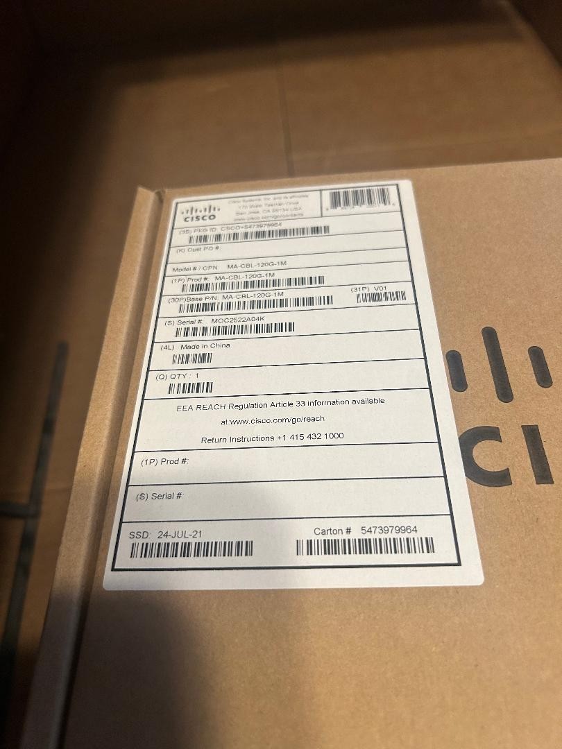 Qty.4 Sealed Cisco Meraki MA-CBL-120G-1M Stacking Cables
