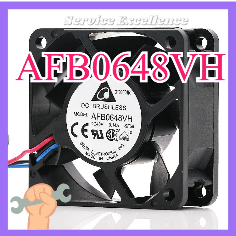 1X AFB0648VH Delta Doau Ball Bearing Waterproof Fan DC48V 0.14A 60*60*25mm 3-Pin