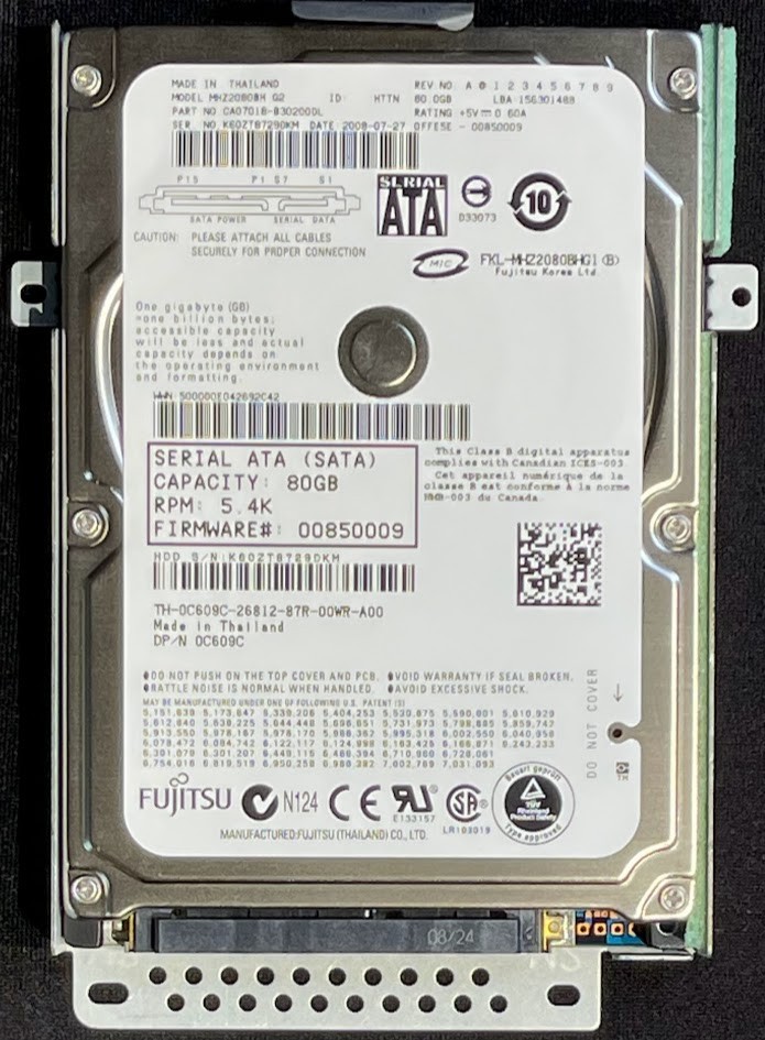 Dell/Fujitsu 80GB 5400RPM 2.5" Internal Laptop Drive / MHZ2080BH / C609C / H161G