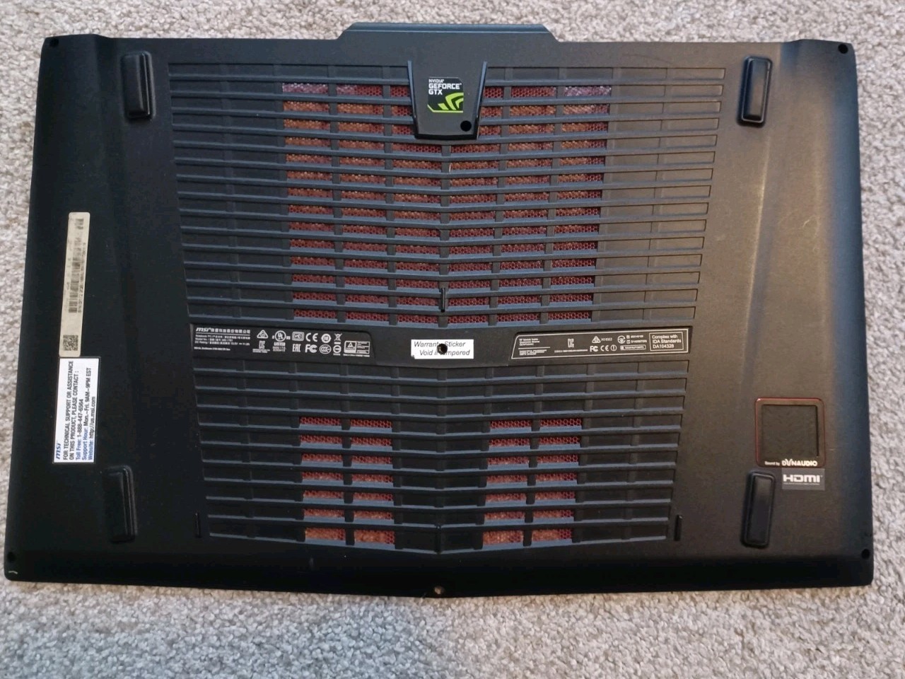 OEM MSI PLASTIC BOTTOM COVER + INTERNAL COVER  DOMINATOR PRO 