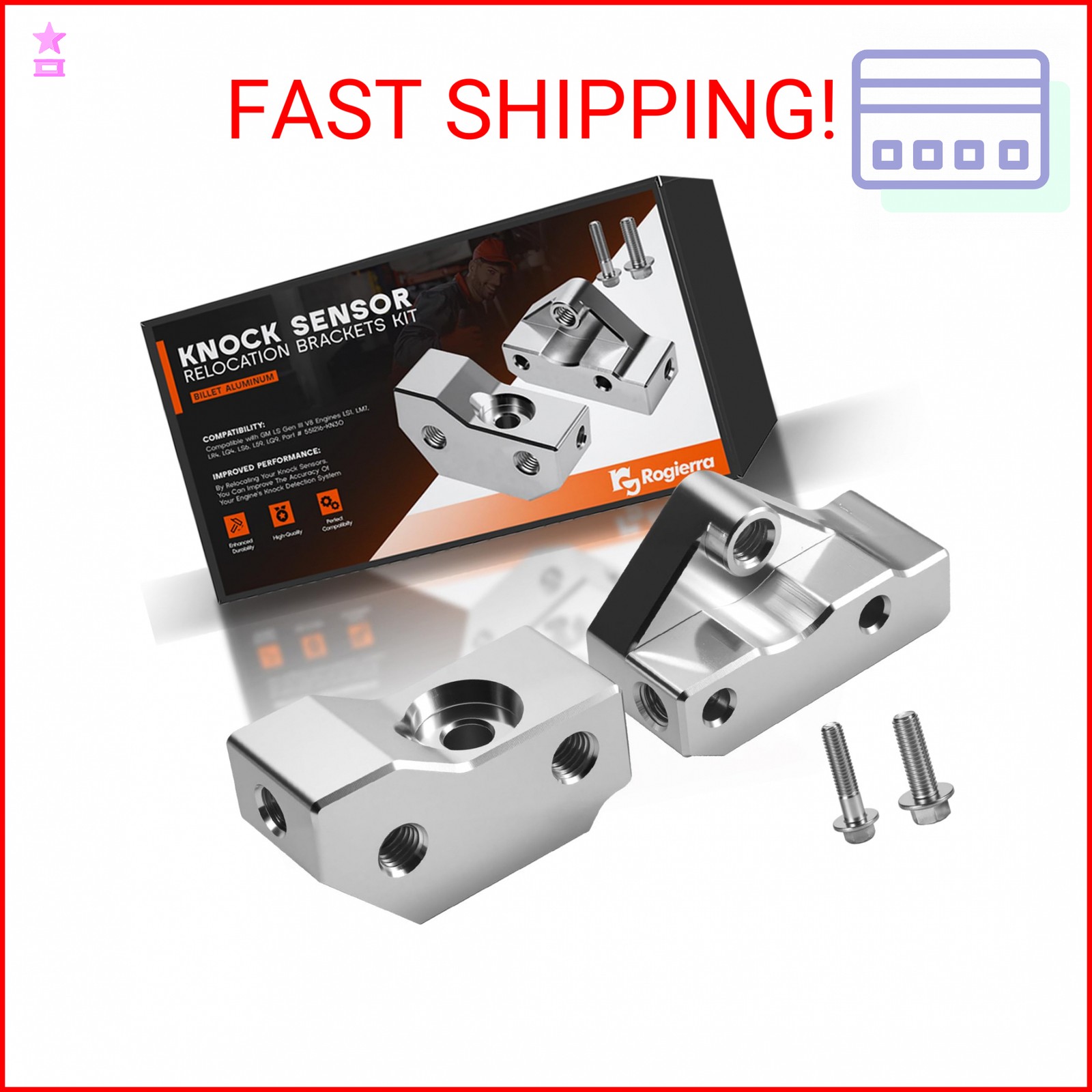 Knock Sensor and Harness Relocation Bracket Kit Compatible with 1997-2007 GM Gen