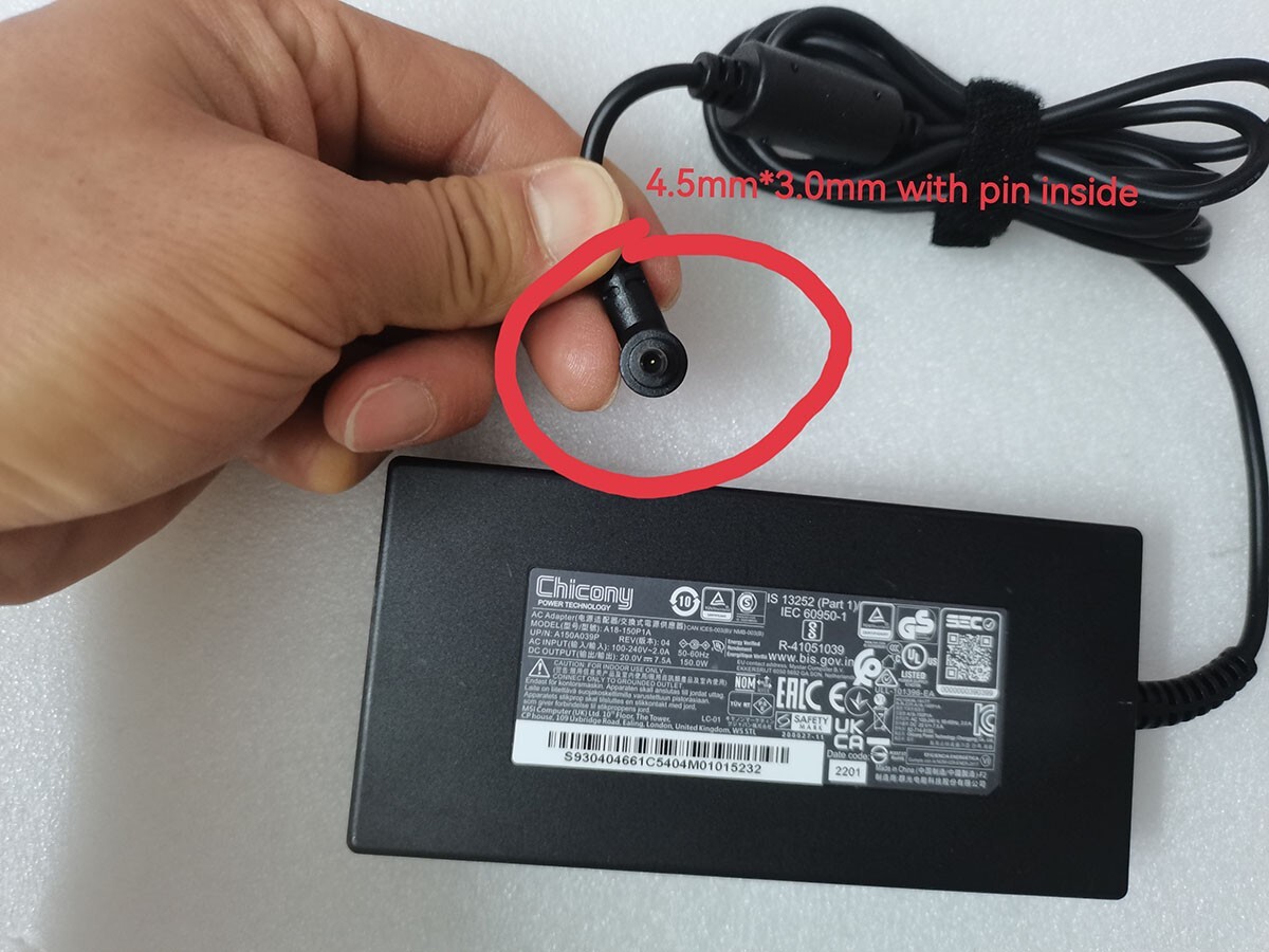 For MSI WF76 11UI-251AU Laptop Genuine A18-150P1A 20V 7.5A 4.5mm 150W AC Adapter