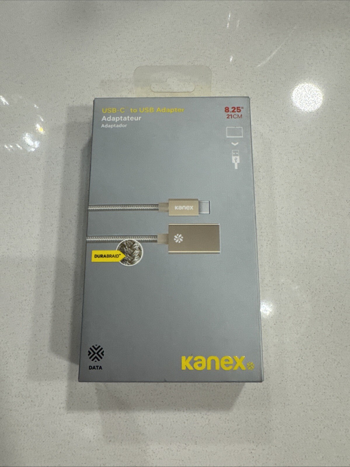 Adapter Kanex USB-C to USB  8.25" 21CM Durabraid Connect an Iphone, Ipad, Ipod.