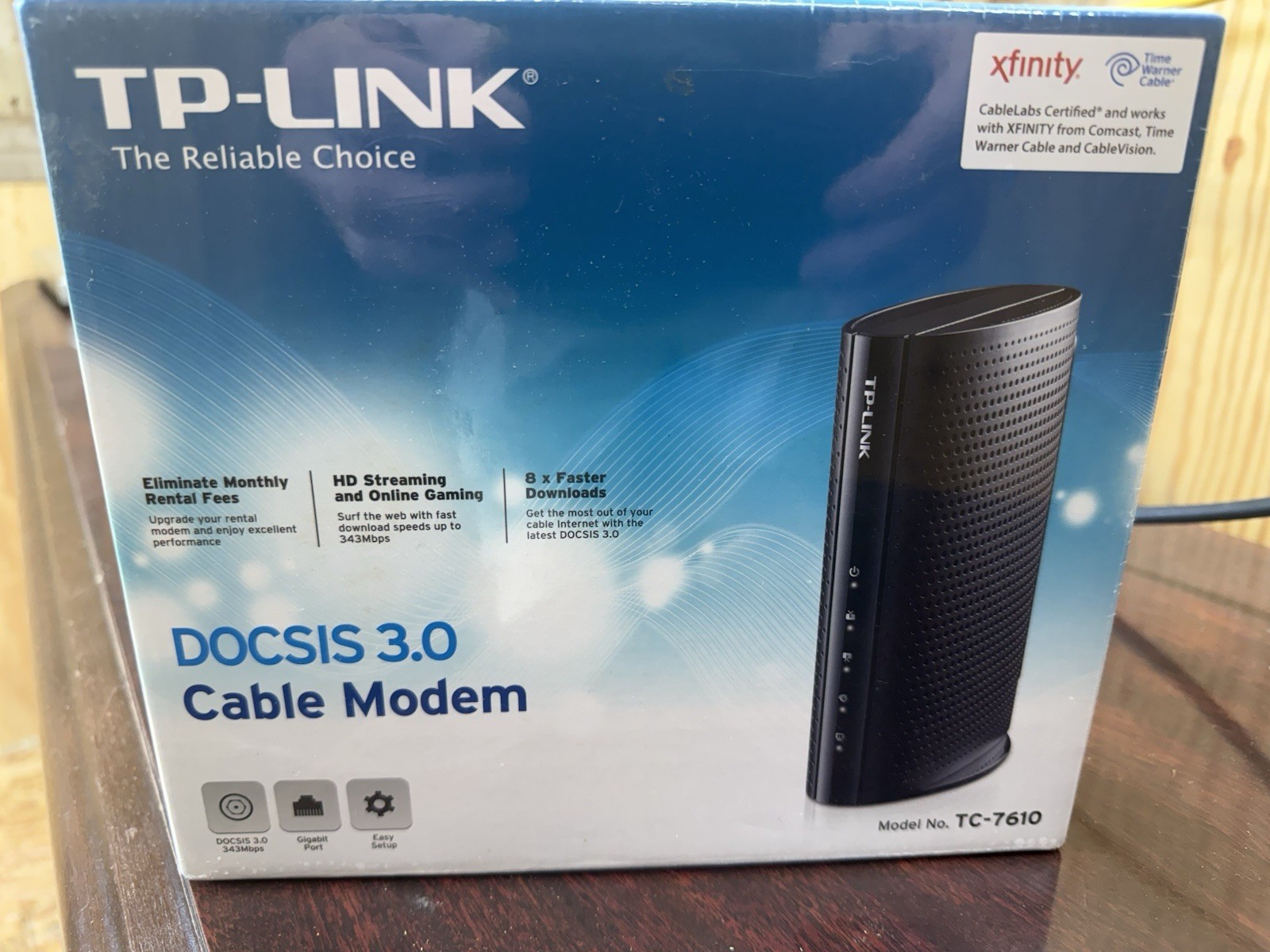 TP-Link TC-7610 DOCSIS 3.0 Cable Modem New Sealed Xfinity Comcast Time Warner