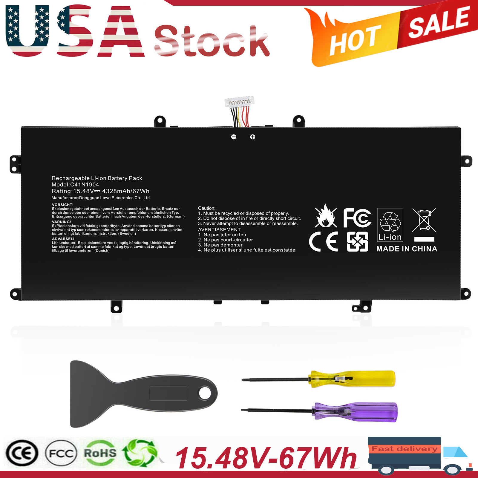 C41N1904 New Battery for Asus UX325JA UX325EA UX363EA UM425IA UX425JA 67WH