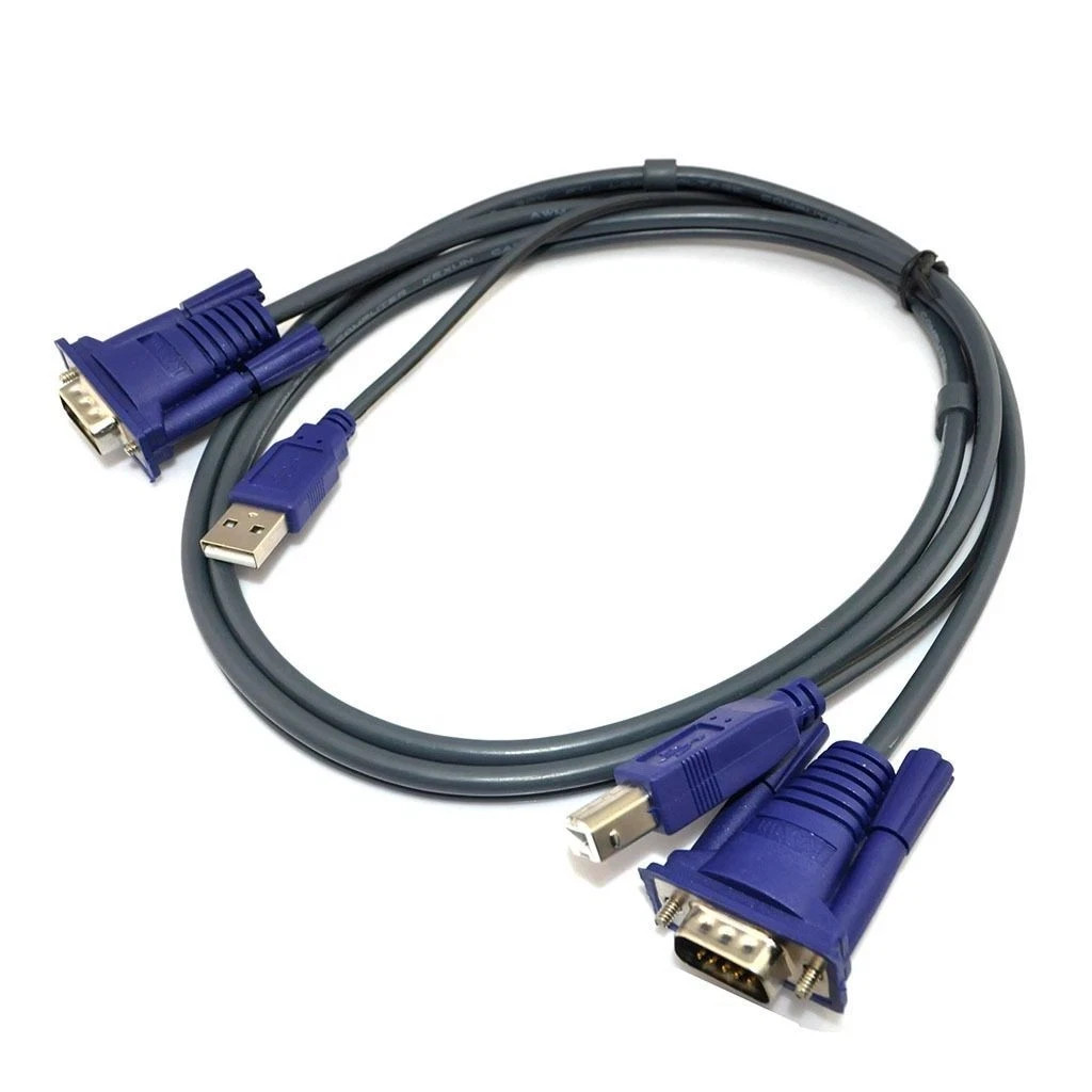 2-PORT KVM SWITCH  + 2x SET 3-IN-1 USB KVM CABLES FOR PC