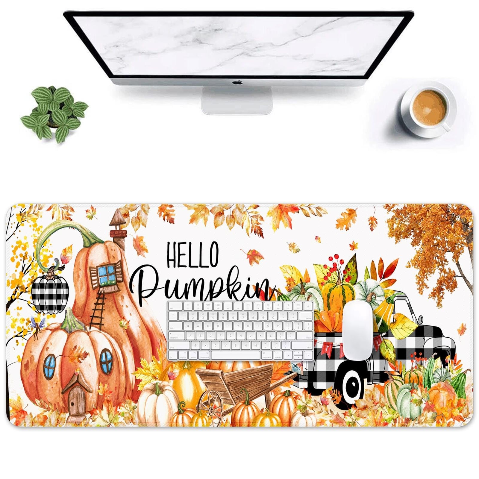 Britimes Large Mouse Pad, Mouse Pad, 31.5 x 15.7 Inch, Fall Pumpkin House | B...