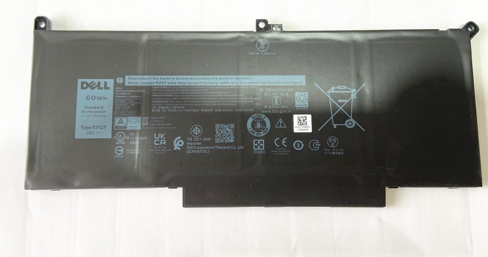 Genuine f3ygt laptop battery for Latitude 12 7000 7280 7290 13 7000 7380 7480