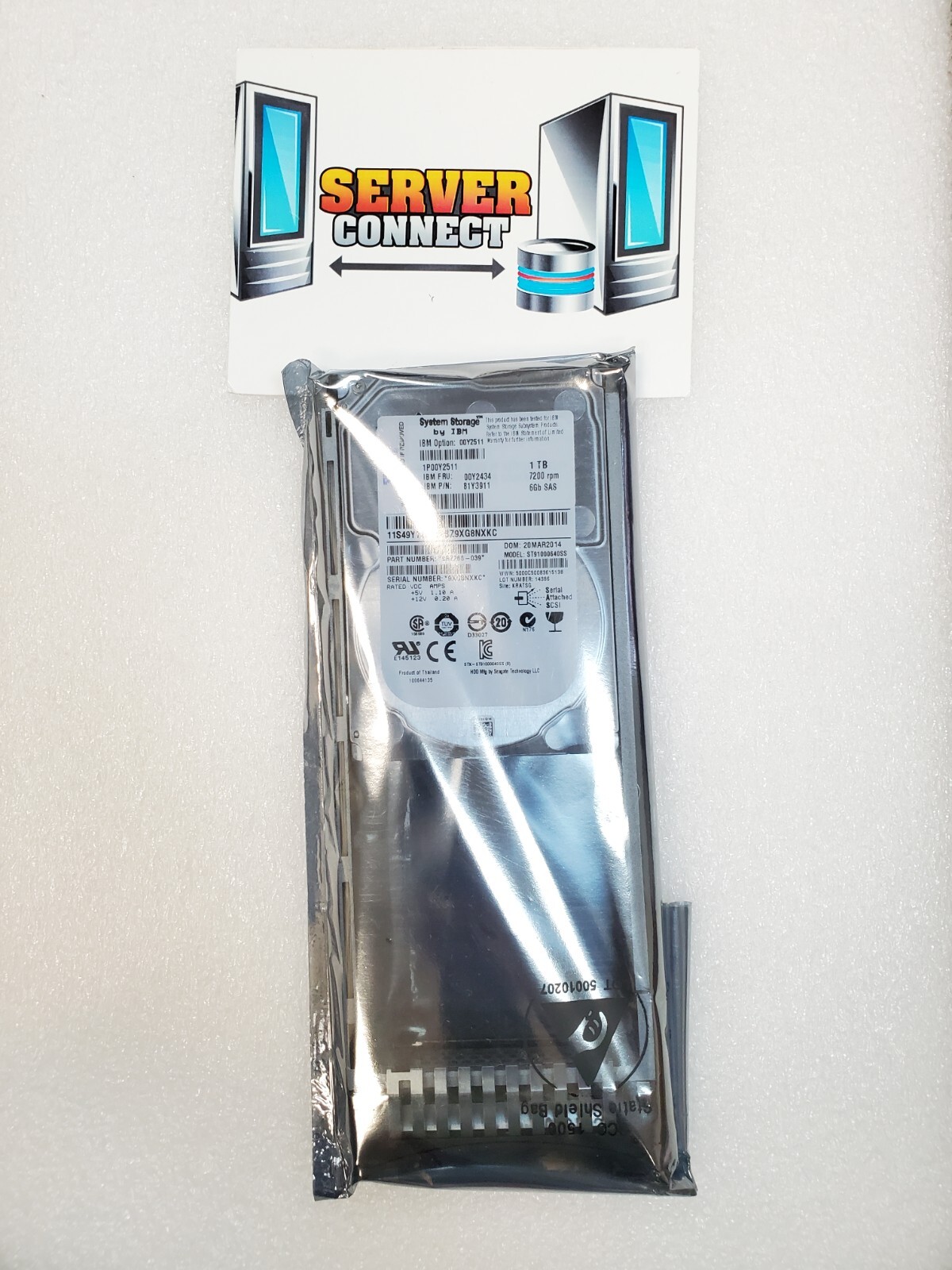 -- NEW IN BAG-- 00Y2511 IBM 1TB 7200RPM 6G SAS HARD DRIVE 00Y2434