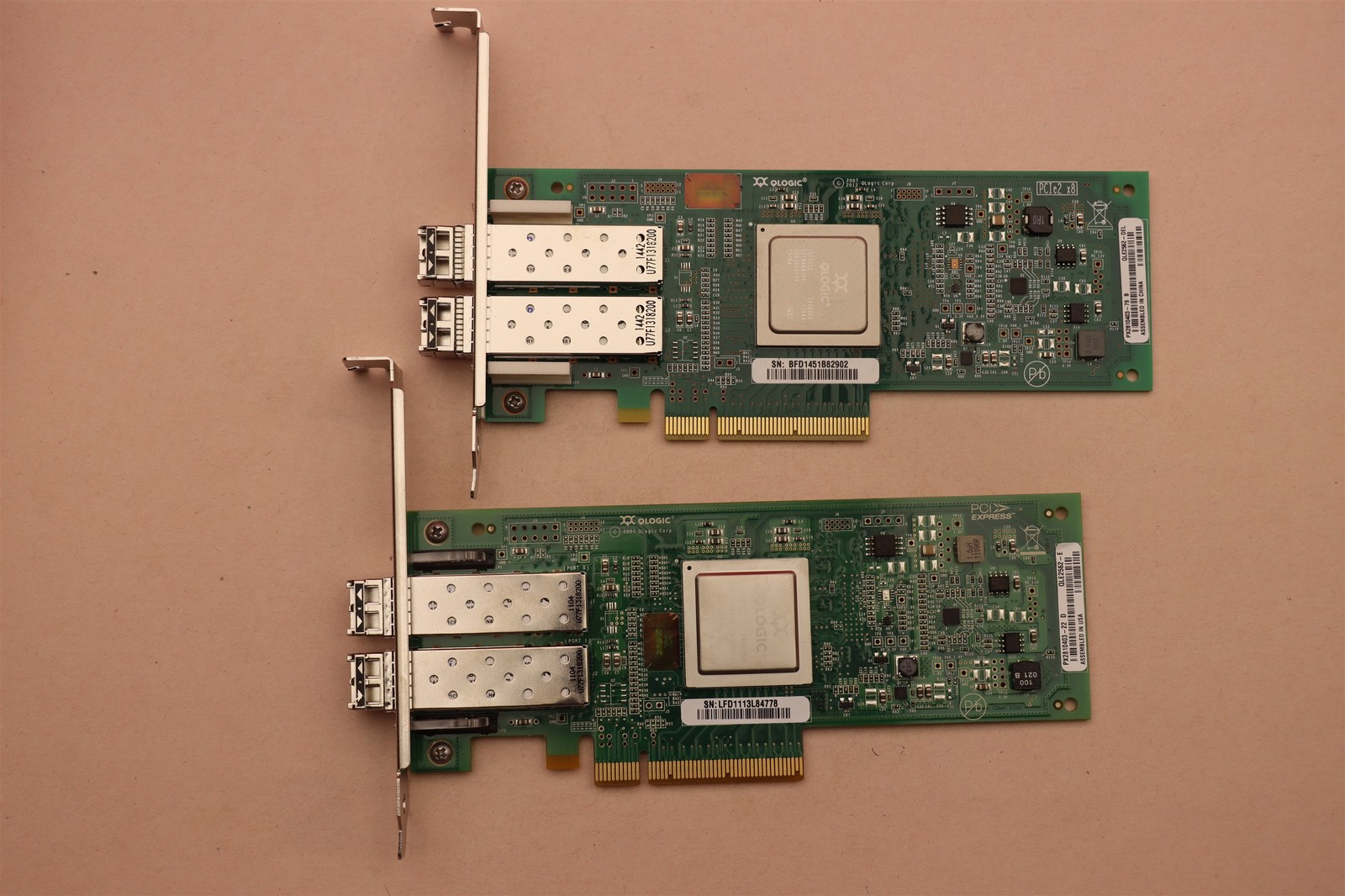  LOT OF 2 QLogic QLE2562-E Dual-Port 8Gb Fibre Channel PCI Express Adapter (HBA)