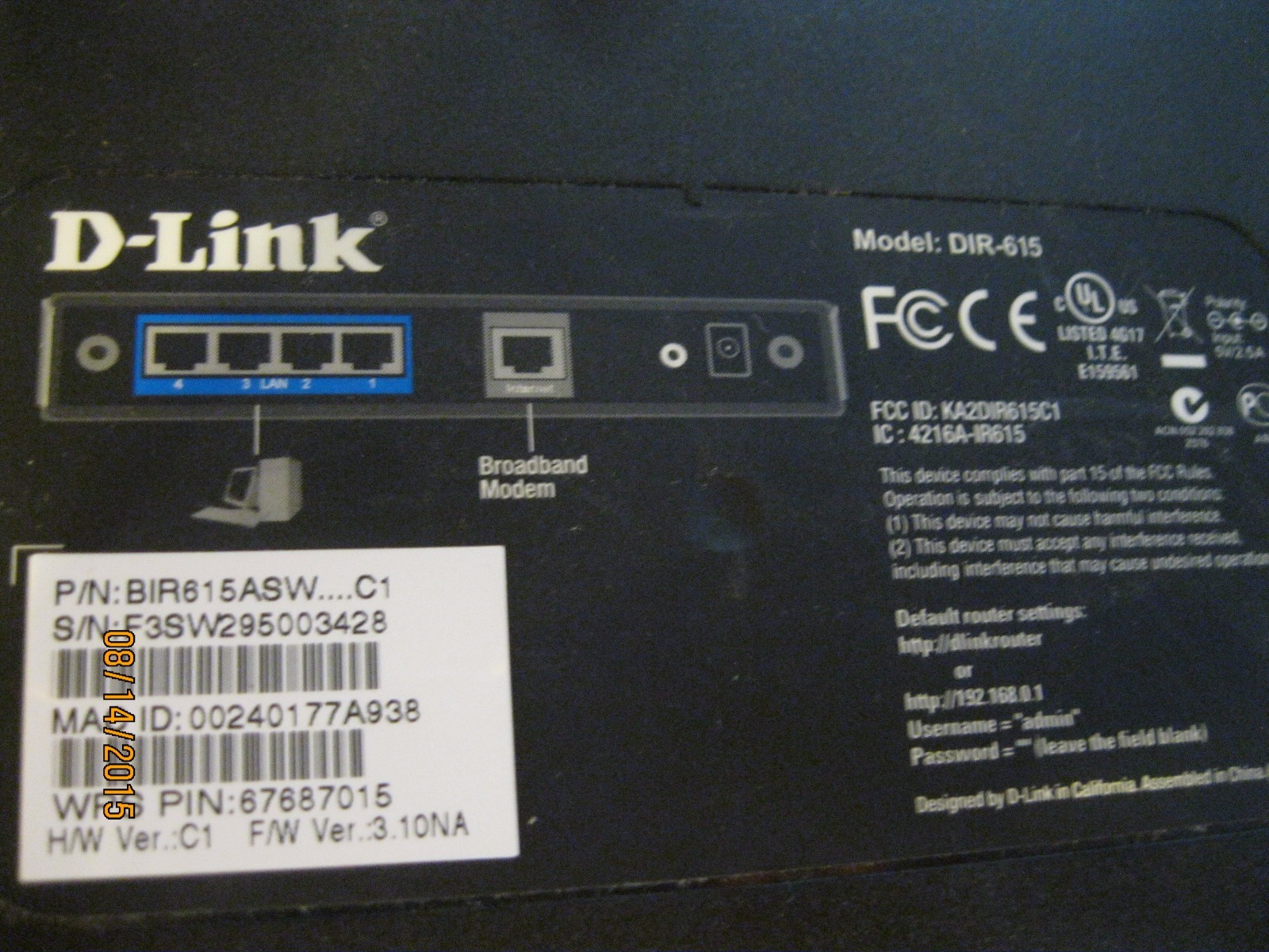D-Link N300 300 Mbps 4-Port 10/100 Wireless N Router (DIR-615)