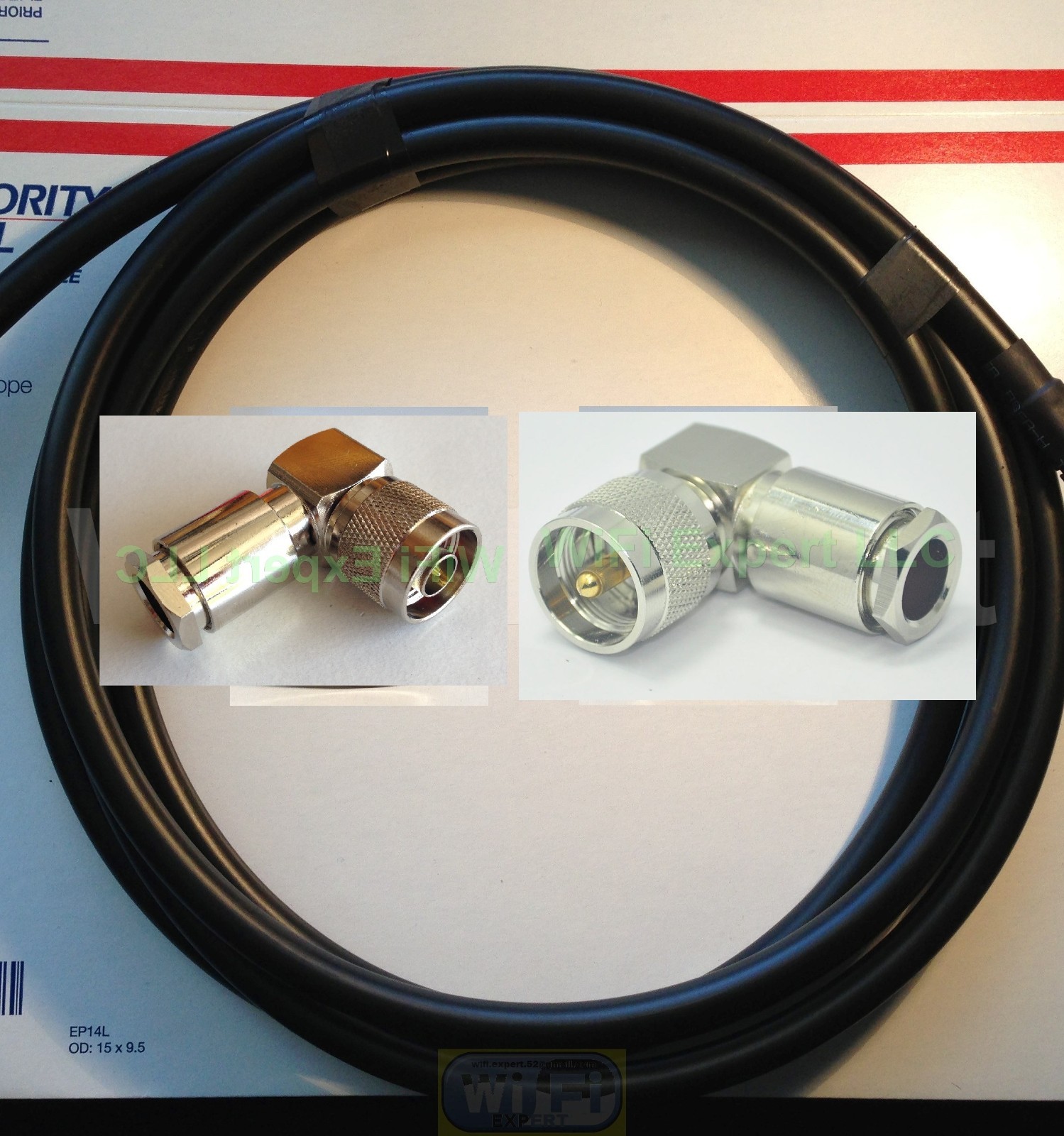 TIMES ® 1-30 Feet LMR-400 Antenna Jumper Cable PL-259 to N Male Angle Connectors