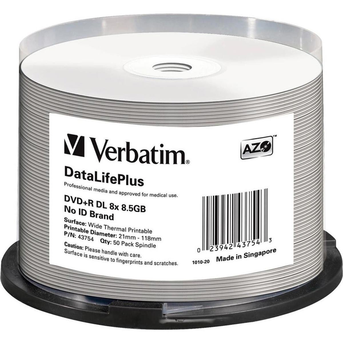 Verbatim DVD+R DL 8.5GB Thermal Printable Recordable Discs for All Double Layer
