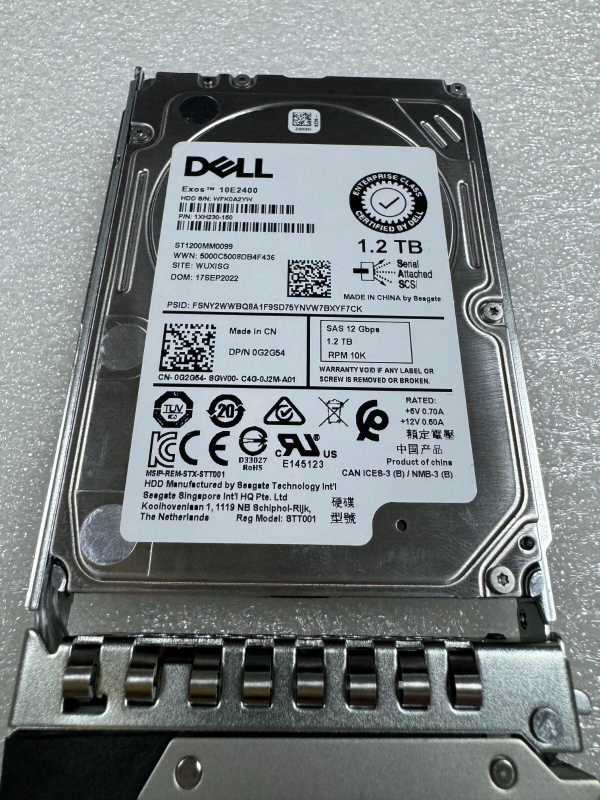 DELL ST1200MM0099 1.2TB 10K SAS 2.5" 12Gb/s 0G2G54 G2G54 DXD9H HDD 0 hour