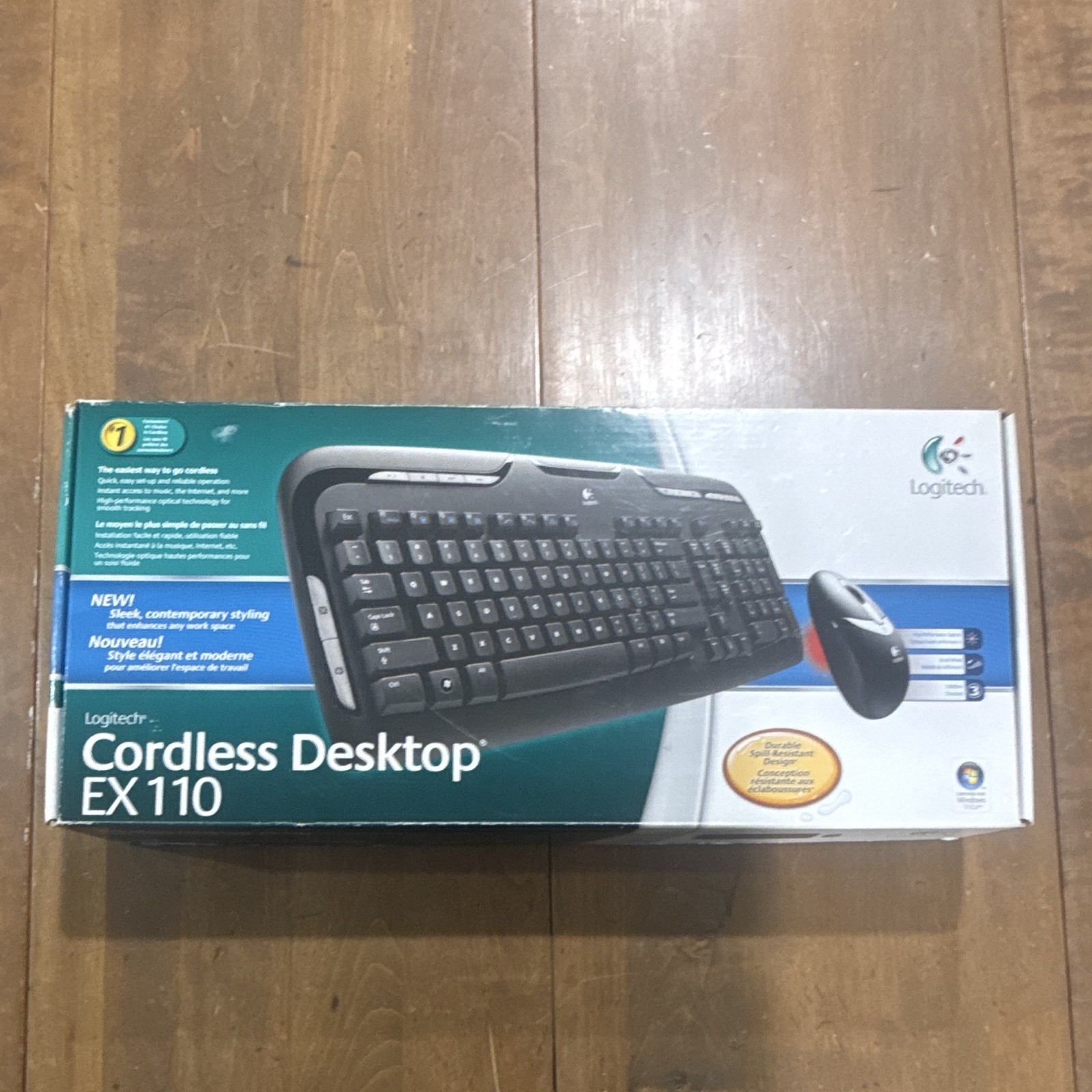 Logitech Cordless Desktop Ex110 Keyboard And Mouse Combo - New Open Box